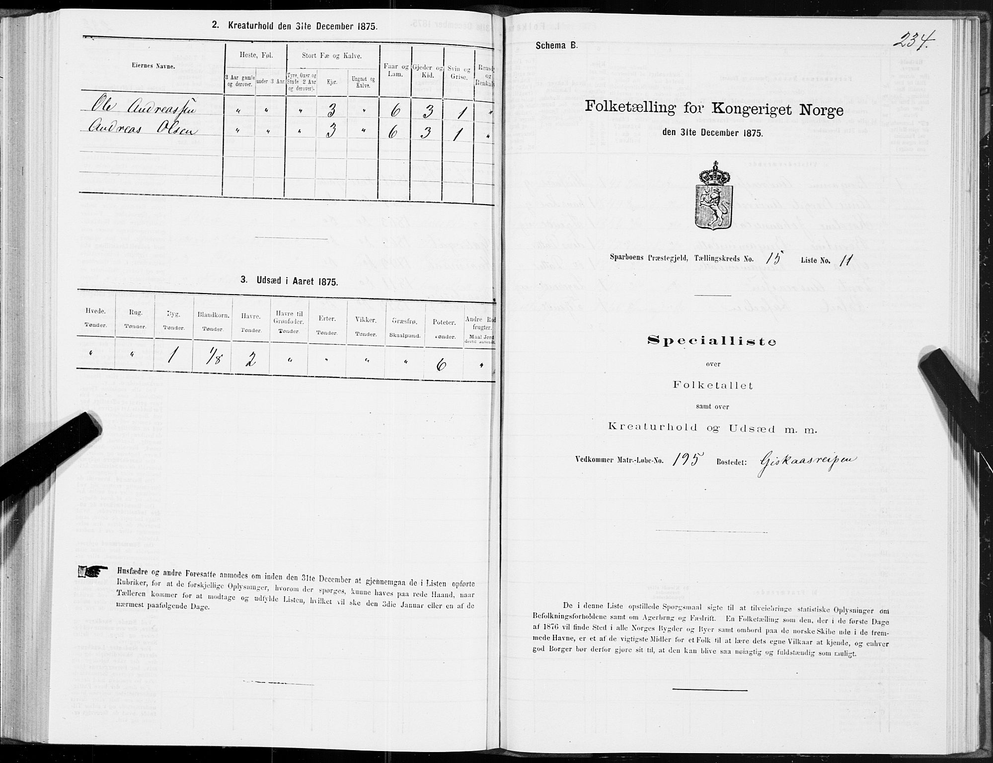 SAT, Folketelling 1875 for 1731P Sparbu prestegjeld, 1875, s. 5234