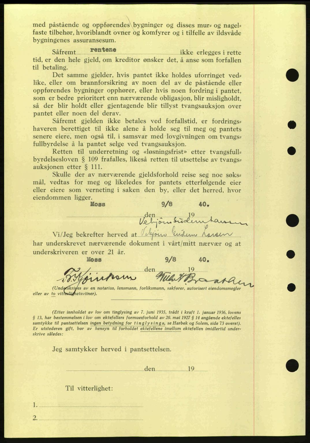 Moss sorenskriveri, SAO/A-10168: Pantebok nr. B10, 1940-1941, Dagboknr: 1472/1940