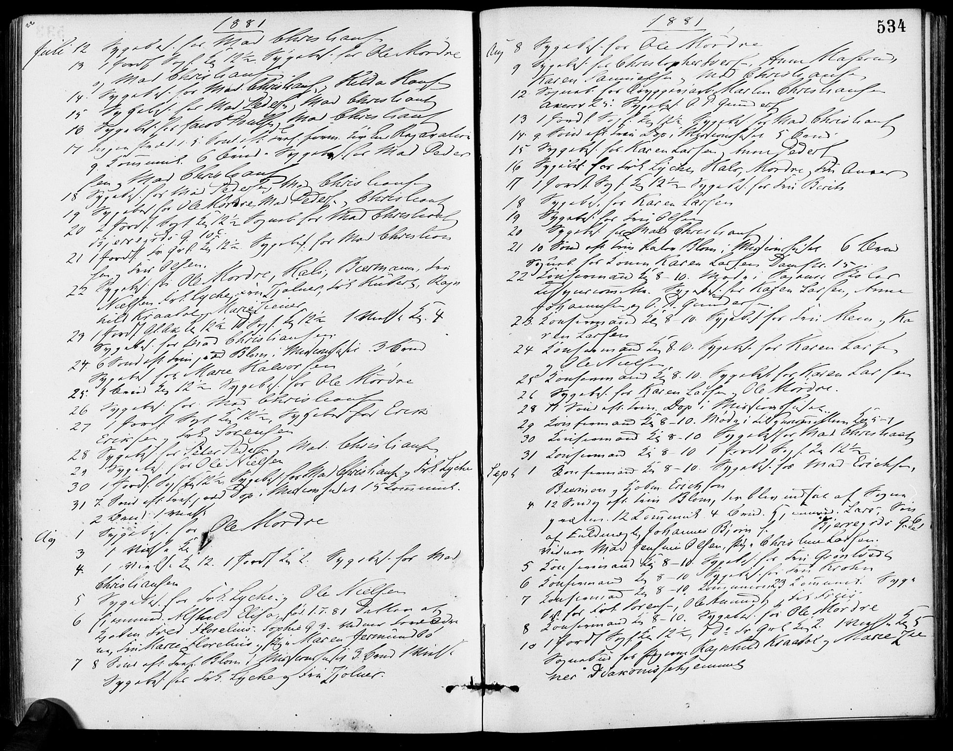 Gamle Aker prestekontor Kirkebøker, AV/SAO-A-10617a/F/L0005: Ministerialbok nr. 5, 1873-1881, s. 534