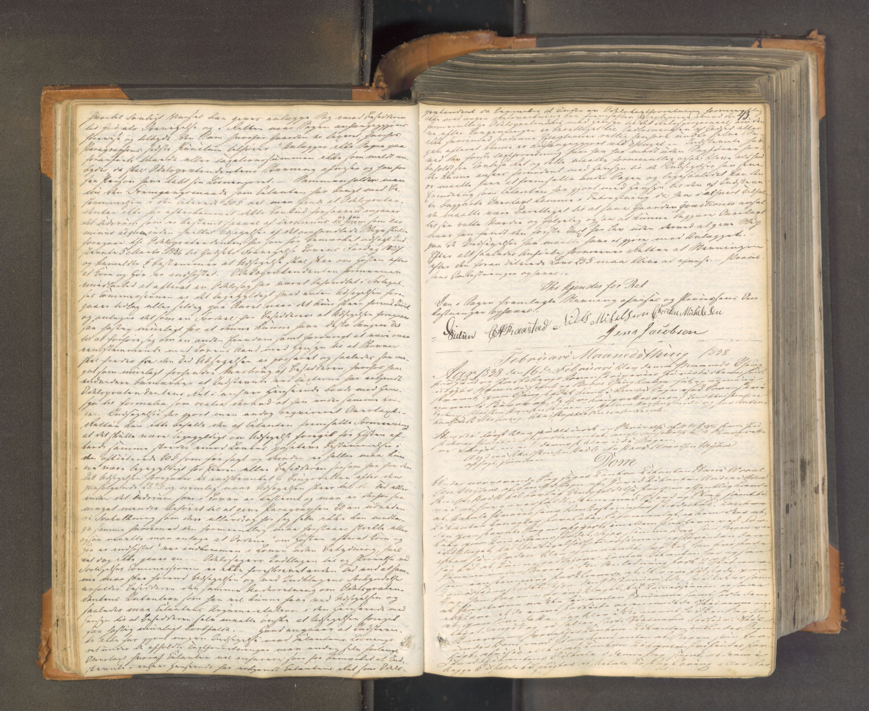 Søndre Jarlsberg sorenskriveri, AV/SAKO-A-129/F/Fa/L0033: Tingbok, 1837-1845, s. 42b-43a
