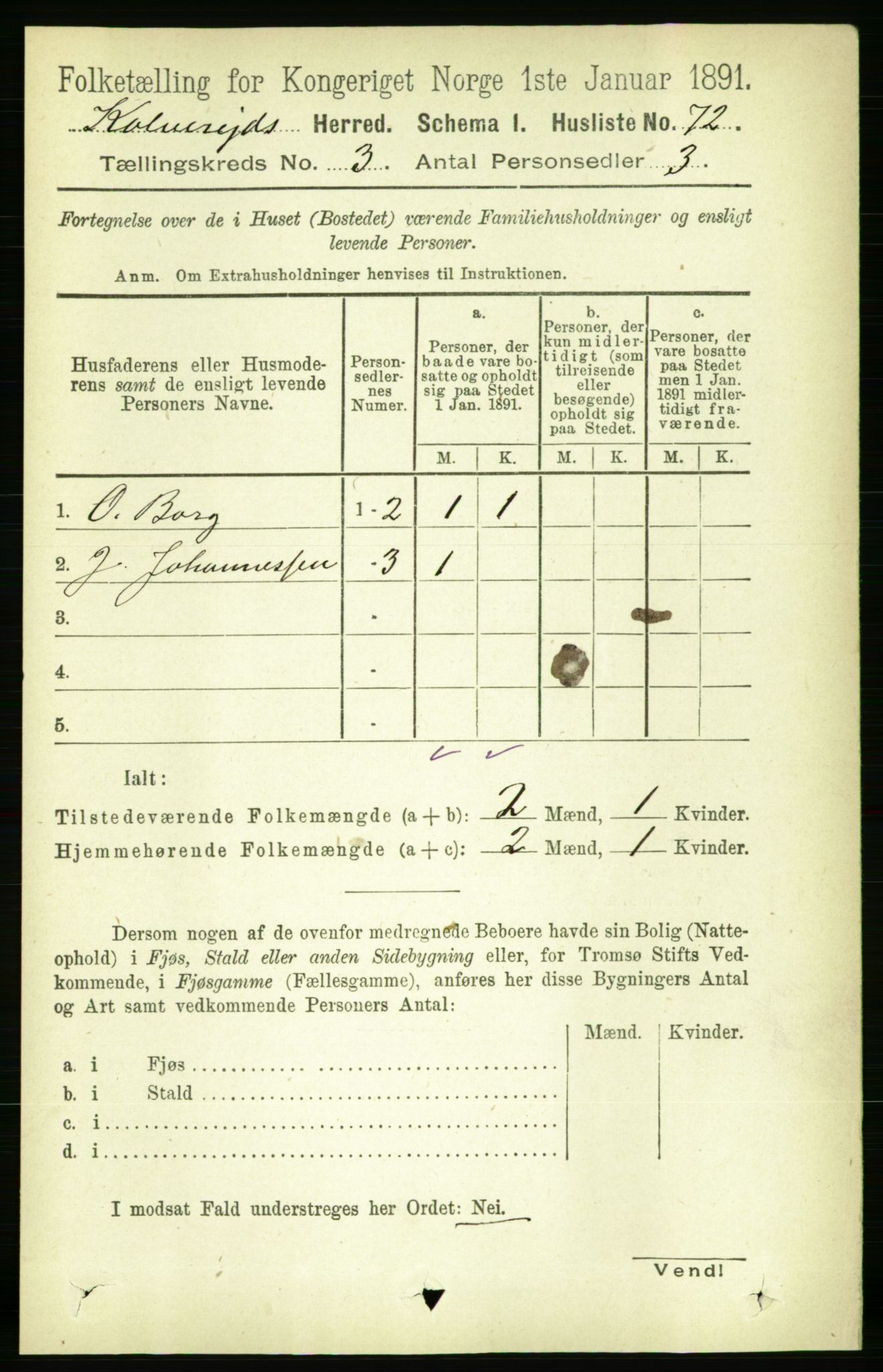 RA, Folketelling 1891 for 1752 Kolvereid herred, 1891, s. 875