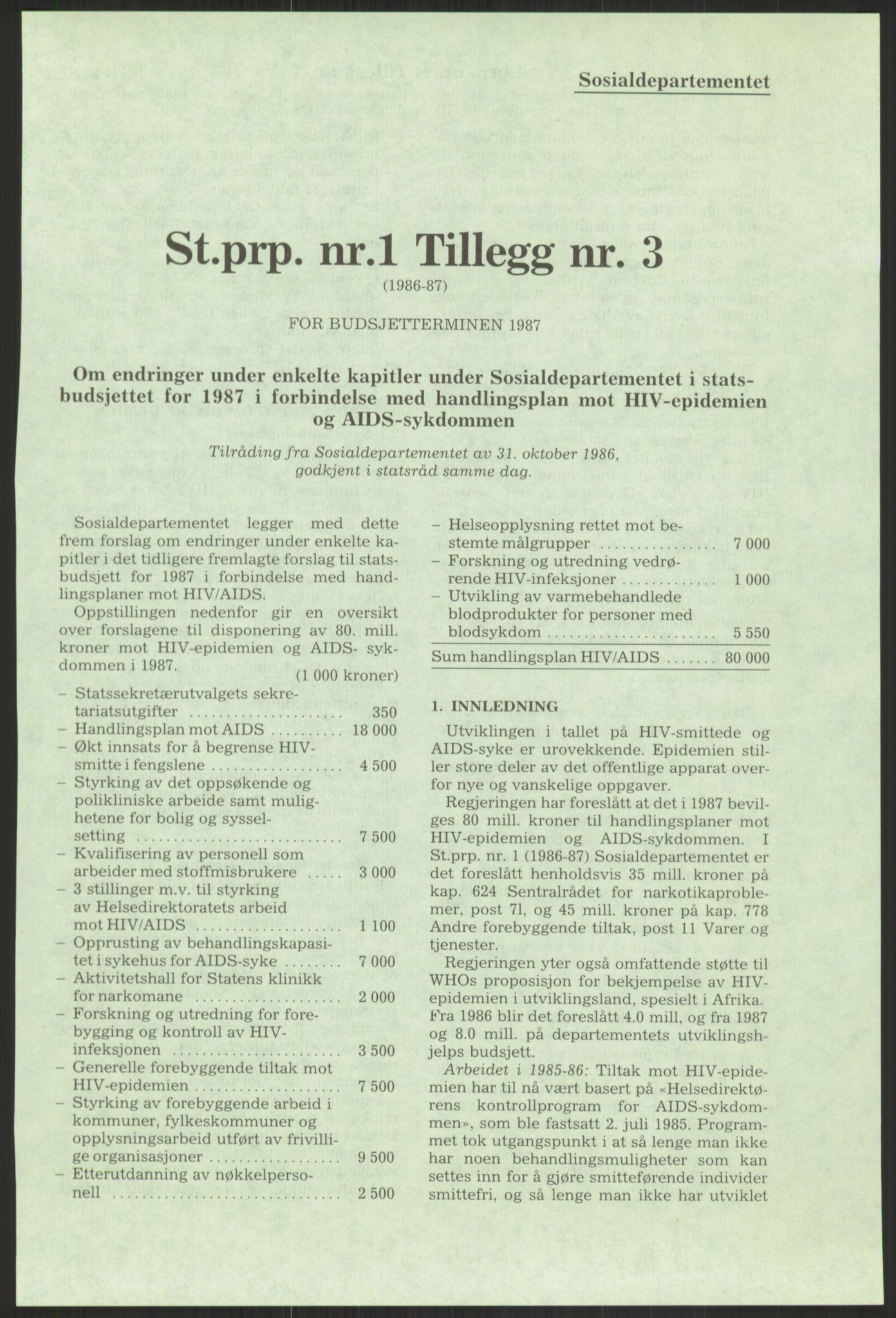Sosialdepartementet, Administrasjons-, trygde-, plan- og helseavdelingen, AV/RA-S-6179/D/L2240/0003: -- / 619 Diverse. HIV/AIDS, 1986-1987, s. 137