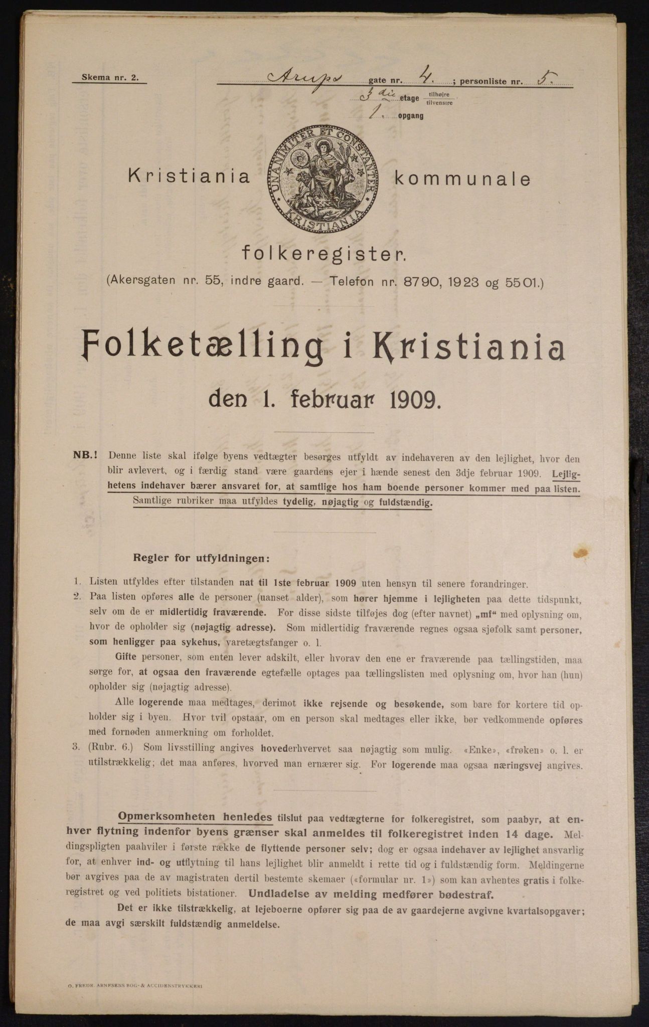OBA, Kommunal folketelling 1.2.1909 for Kristiania kjøpstad, 1909, s. 2066