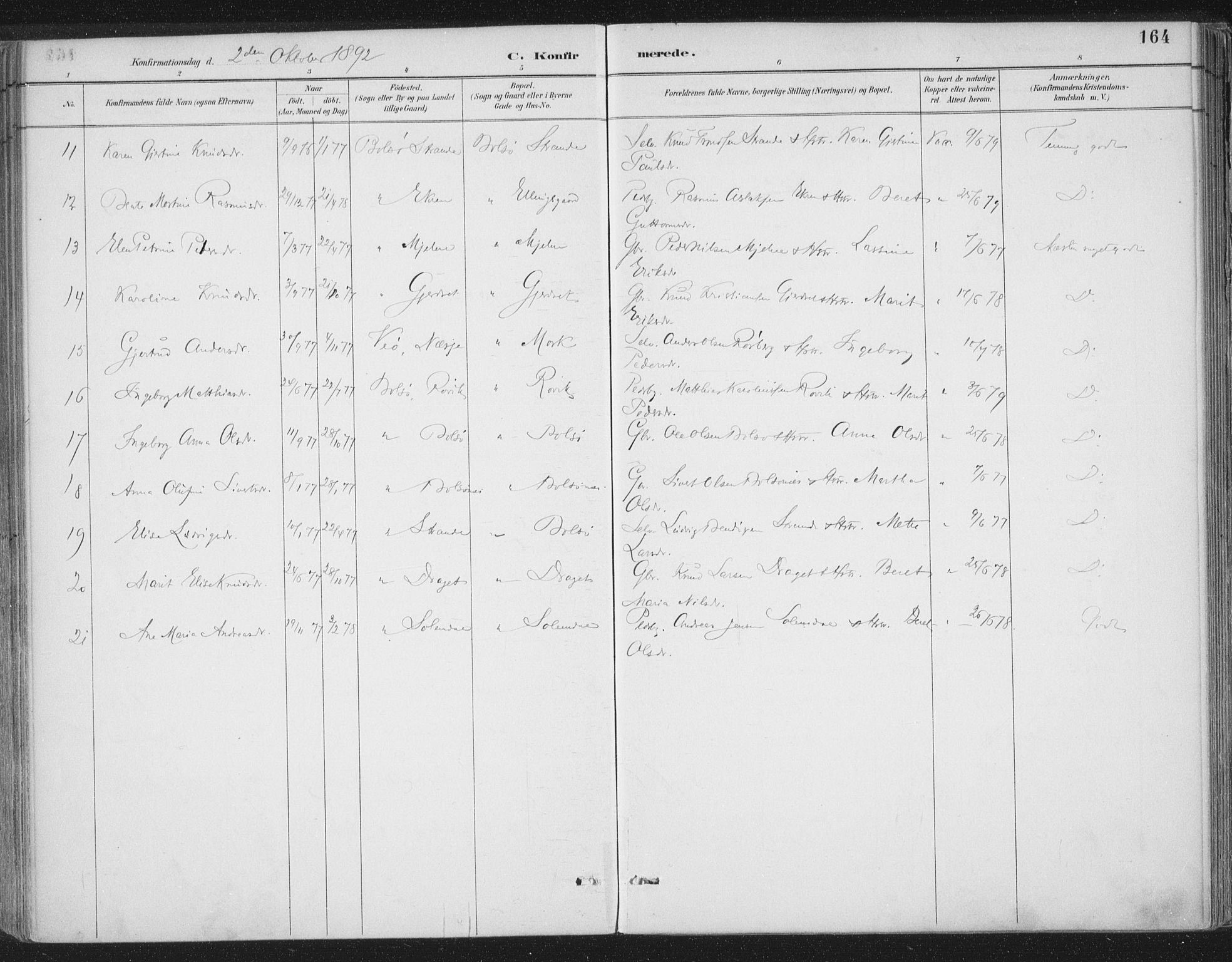 Ministerialprotokoller, klokkerbøker og fødselsregistre - Møre og Romsdal, SAT/A-1454/555/L0658: Ministerialbok nr. 555A09, 1887-1917, s. 164
