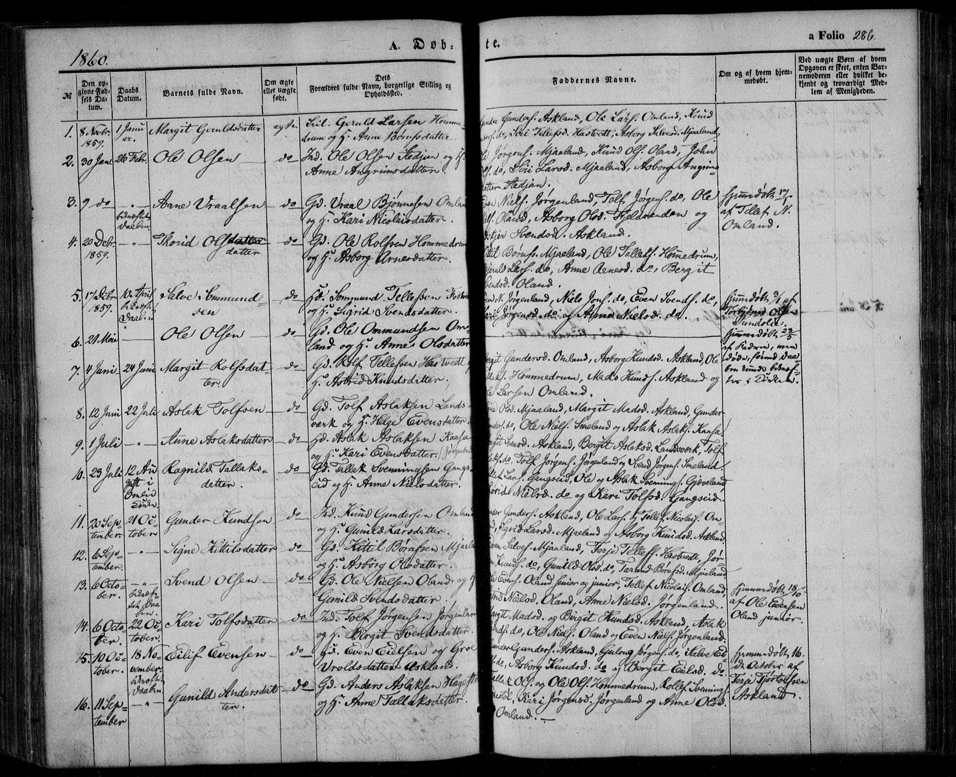 Åmli sokneprestkontor, AV/SAK-1111-0050/F/Fa/Fac/L0008: Ministerialbok nr. A 8, 1852-1869, s. 286