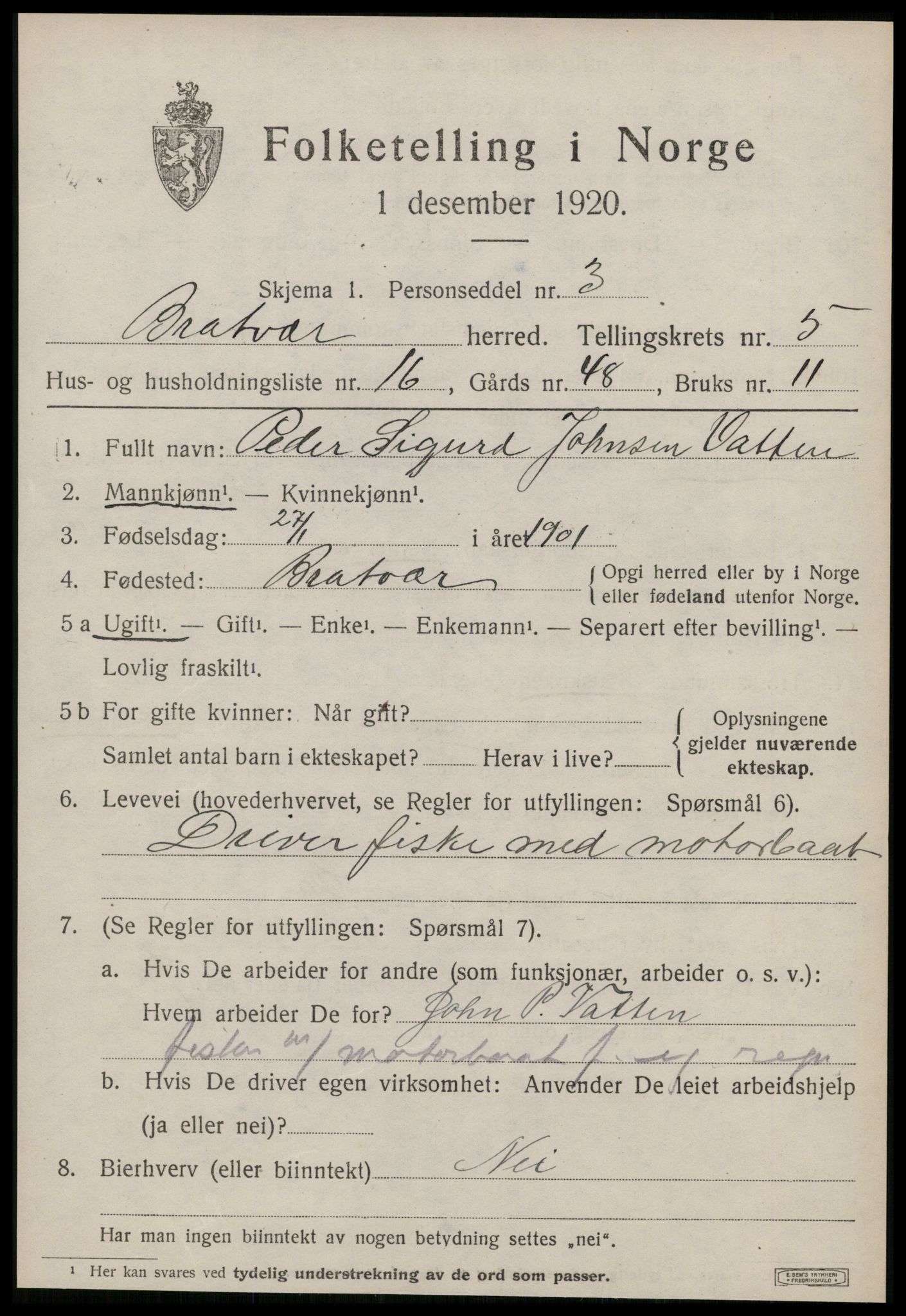 SAT, Folketelling 1920 for 1574 Brattvær herred, 1920, s. 2608