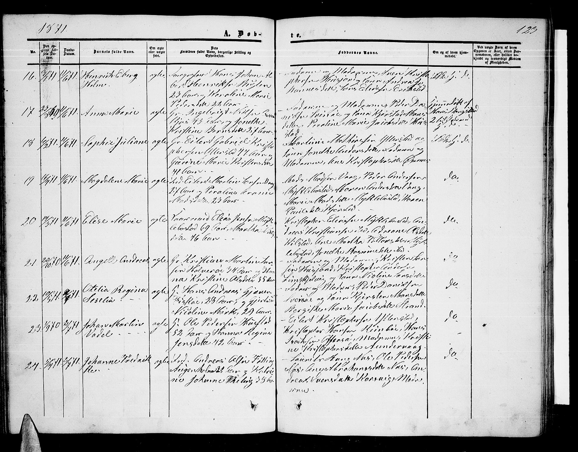 Ministerialprotokoller, klokkerbøker og fødselsregistre - Nordland, AV/SAT-A-1459/872/L1046: Klokkerbok nr. 872C02, 1852-1879, s. 123