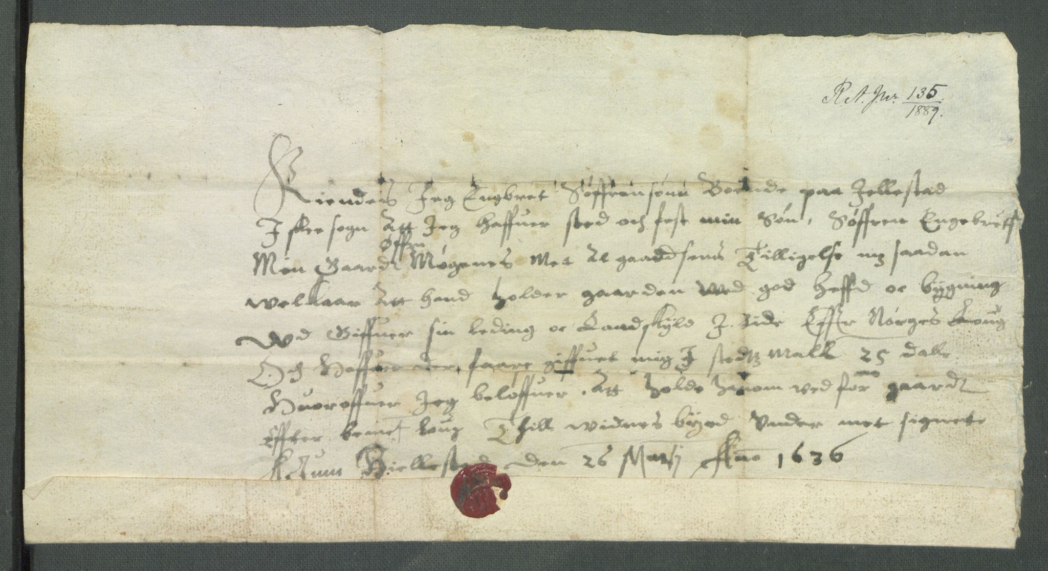 Riksarkivets diplomsamling, AV/RA-EA-5965/F02/L0149: Dokumenter, 1636, s. 13