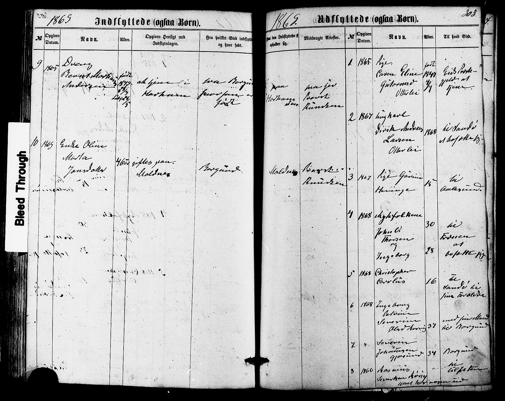 Ministerialprotokoller, klokkerbøker og fødselsregistre - Møre og Romsdal, SAT/A-1454/536/L0498: Ministerialbok nr. 536A07, 1862-1875, s. 303