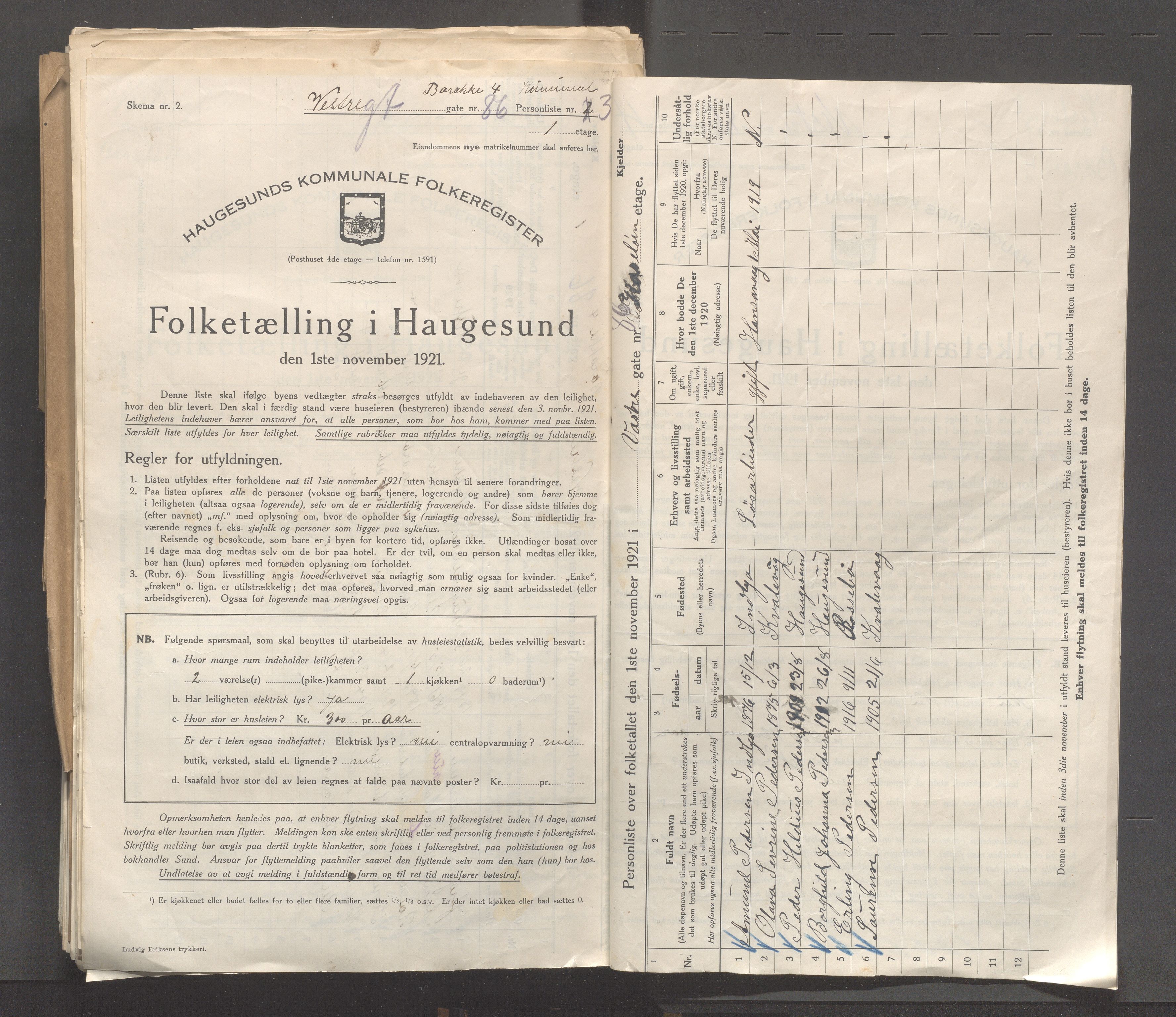 IKAR, Kommunal folketelling 1.11.1921 for Haugesund, 1921, s. 6642