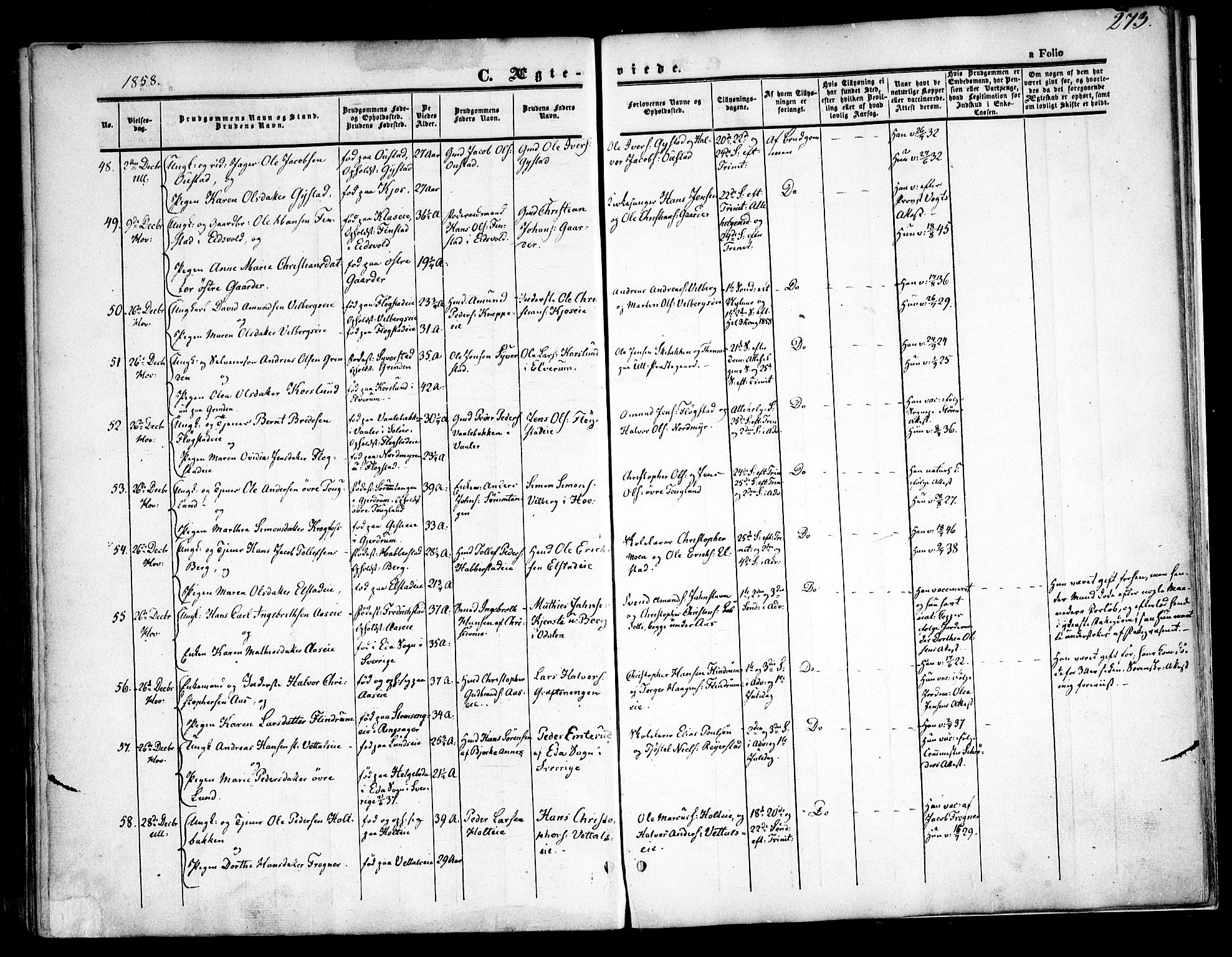 Ullensaker prestekontor Kirkebøker, AV/SAO-A-10236a/F/Fa/L0015.a: Ministerialbok nr. I 15A, 1851-1862, s. 273