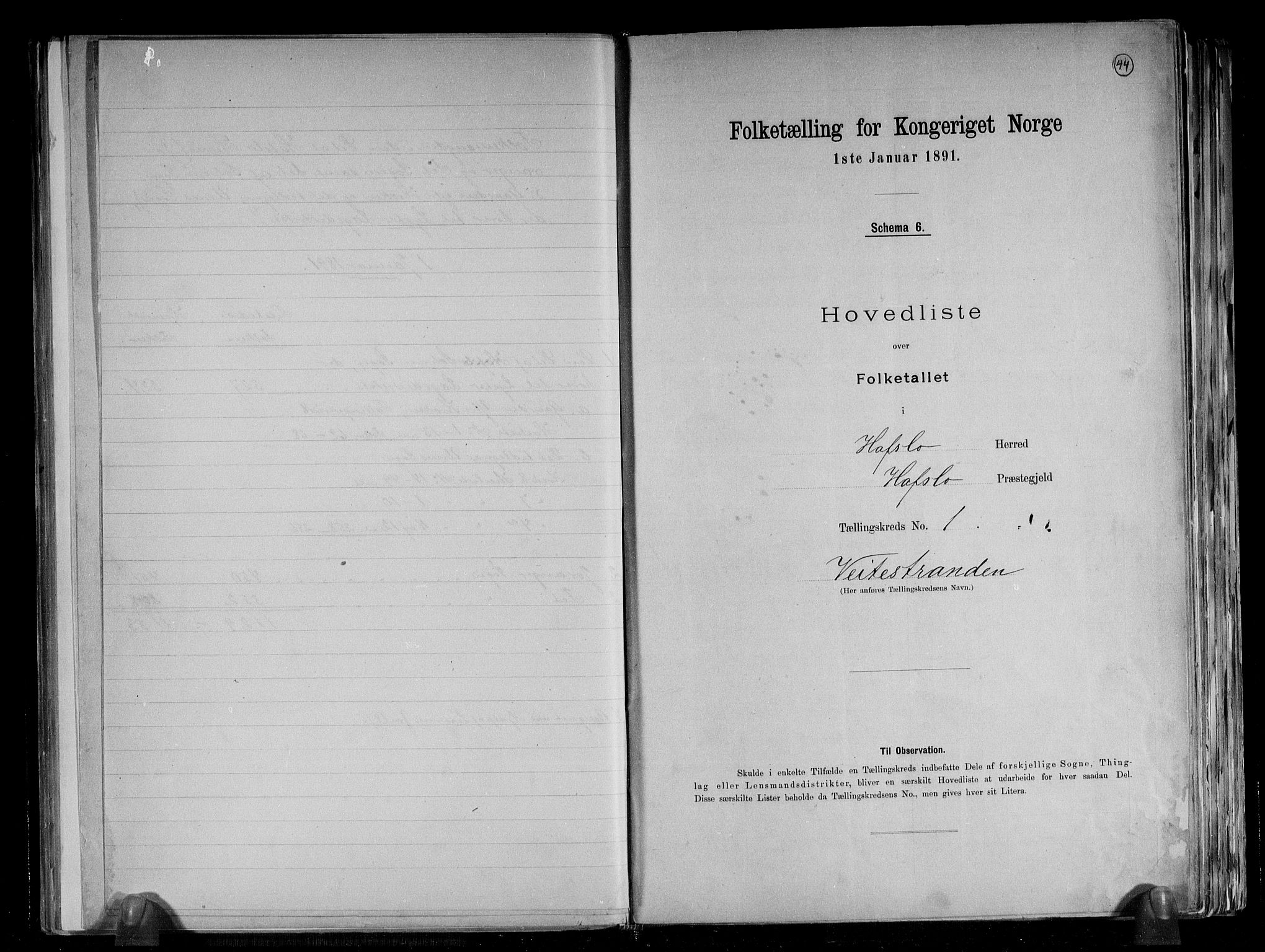 RA, Folketelling 1891 for 1425 Hafslo herred, 1891, s. 6