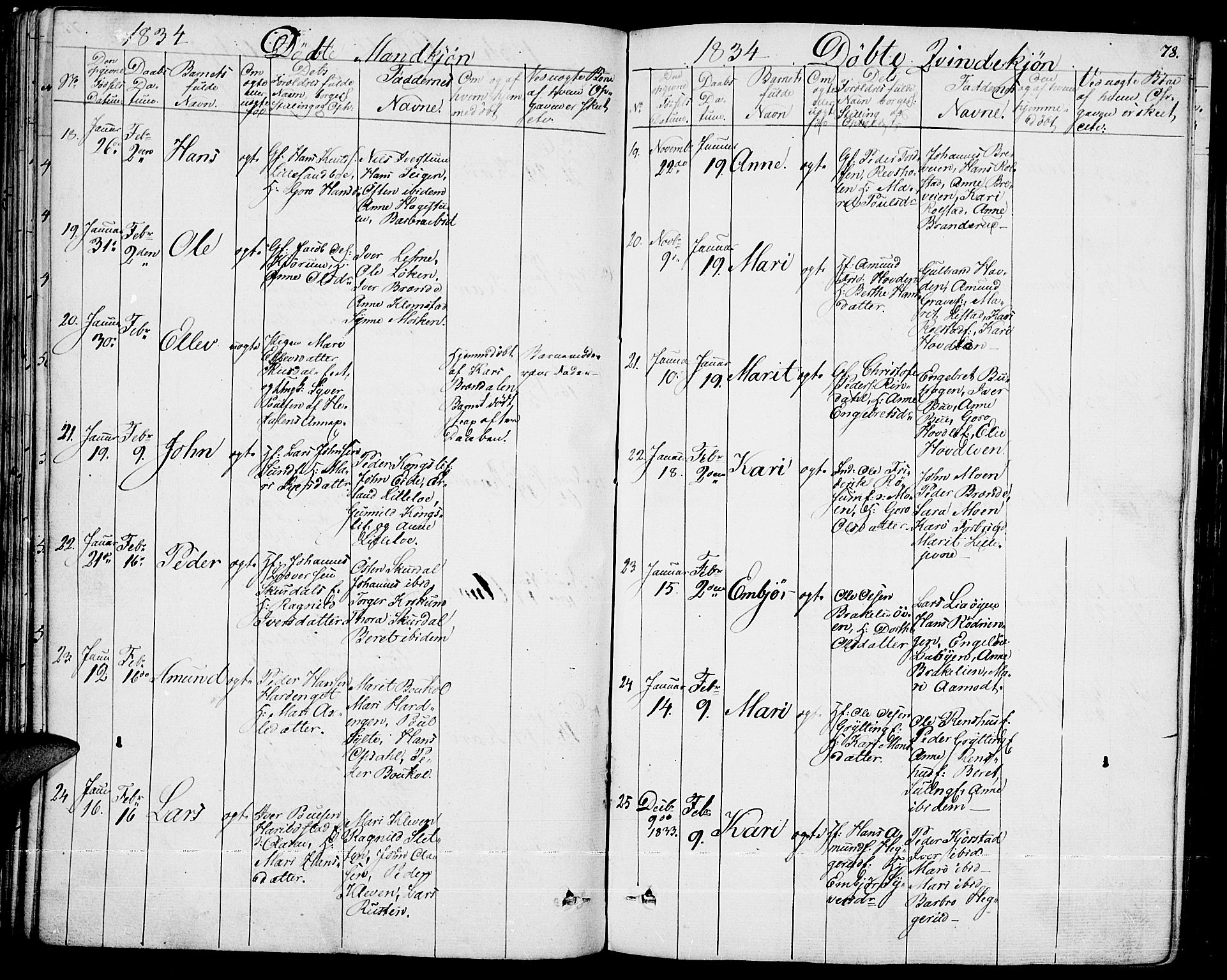Fron prestekontor, AV/SAH-PREST-078/H/Ha/Haa/L0003: Ministerialbok nr. 3, 1828-1838, s. 78