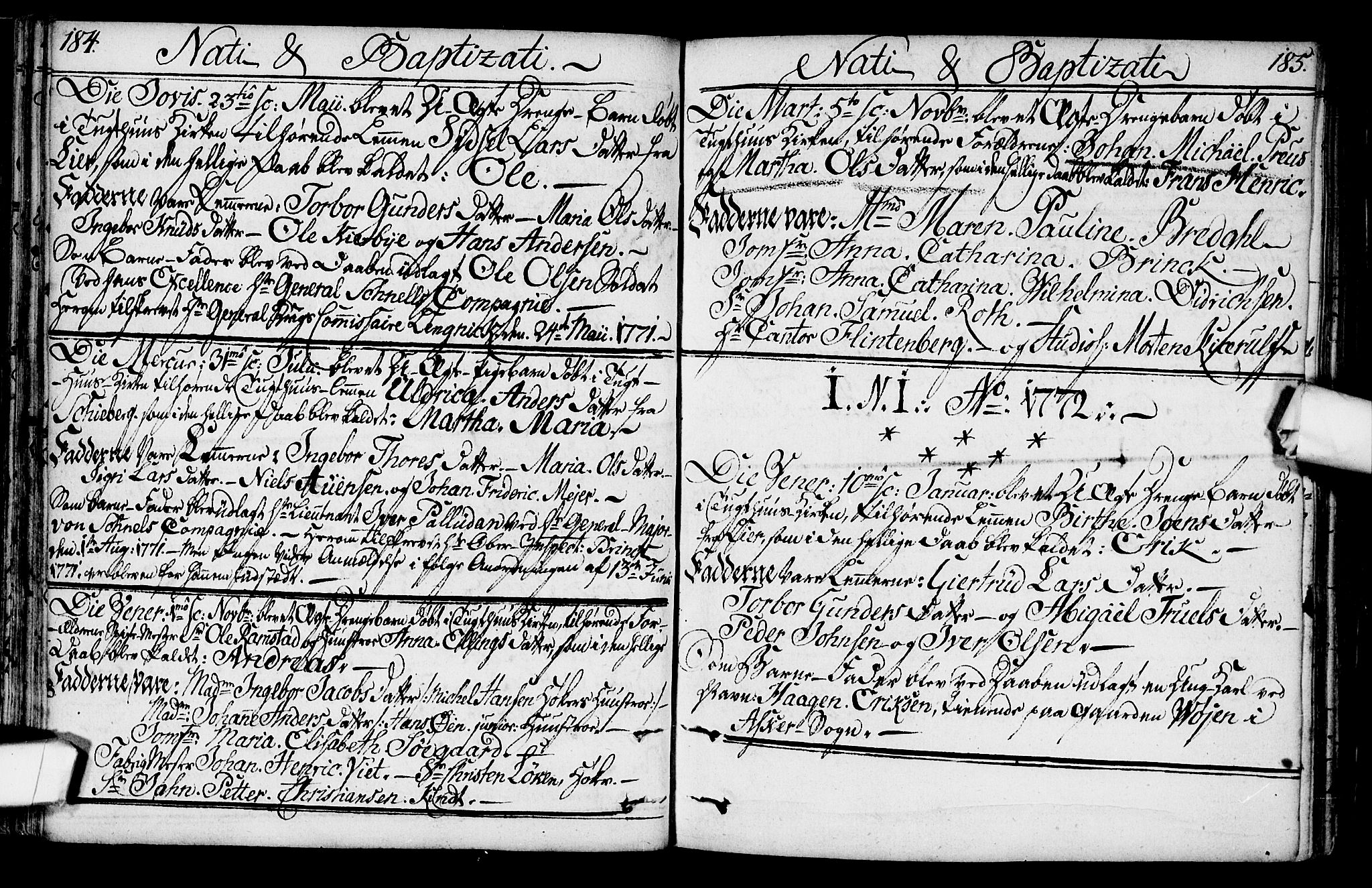 Kristiania tukthusprest Kirkebøker, SAO/A-10881/F/Fa/L0001: Ministerialbok nr. 1, 1758-1828, s. 184-185
