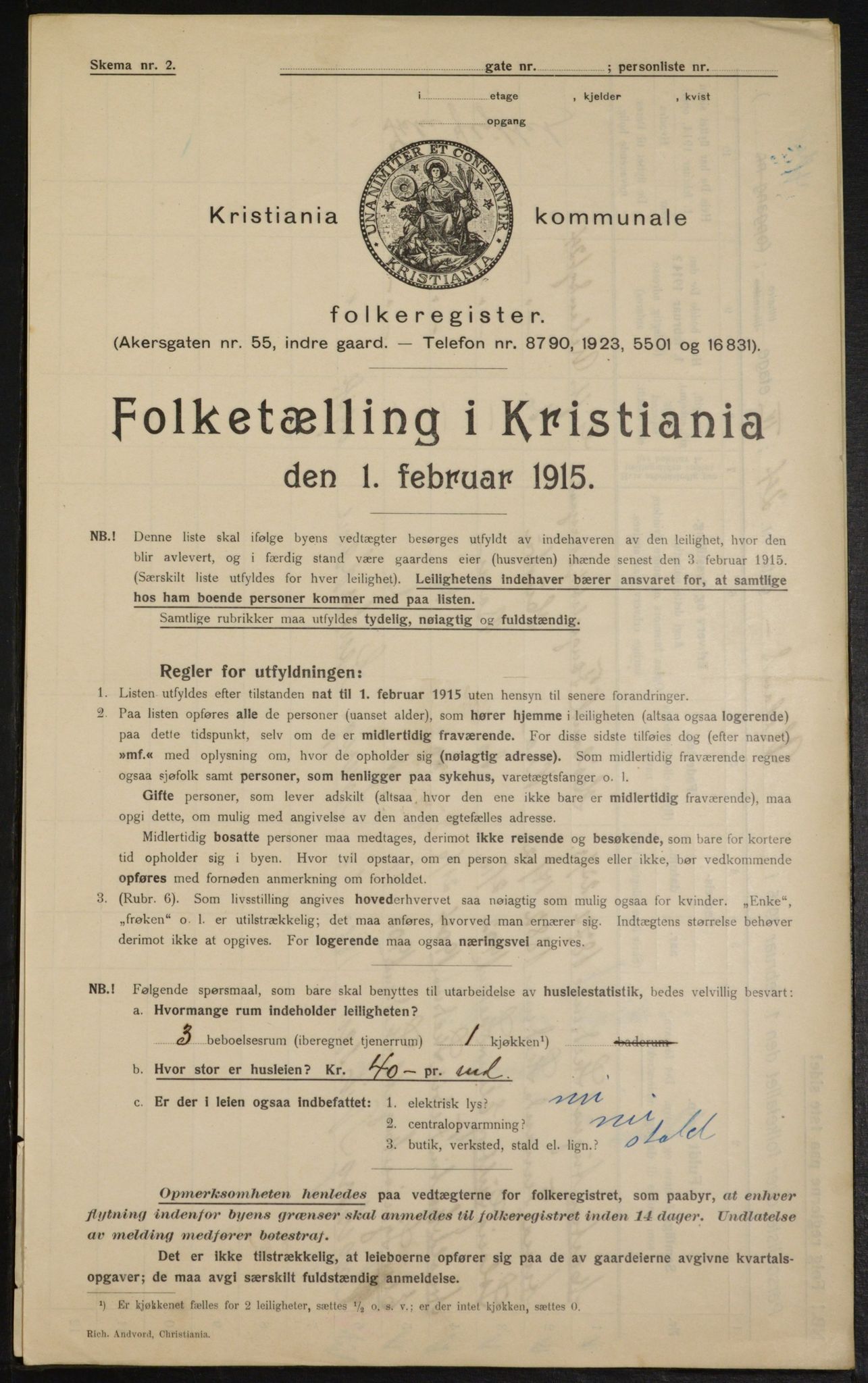 OBA, Kommunal folketelling 1.2.1915 for Kristiania, 1915, s. 119137