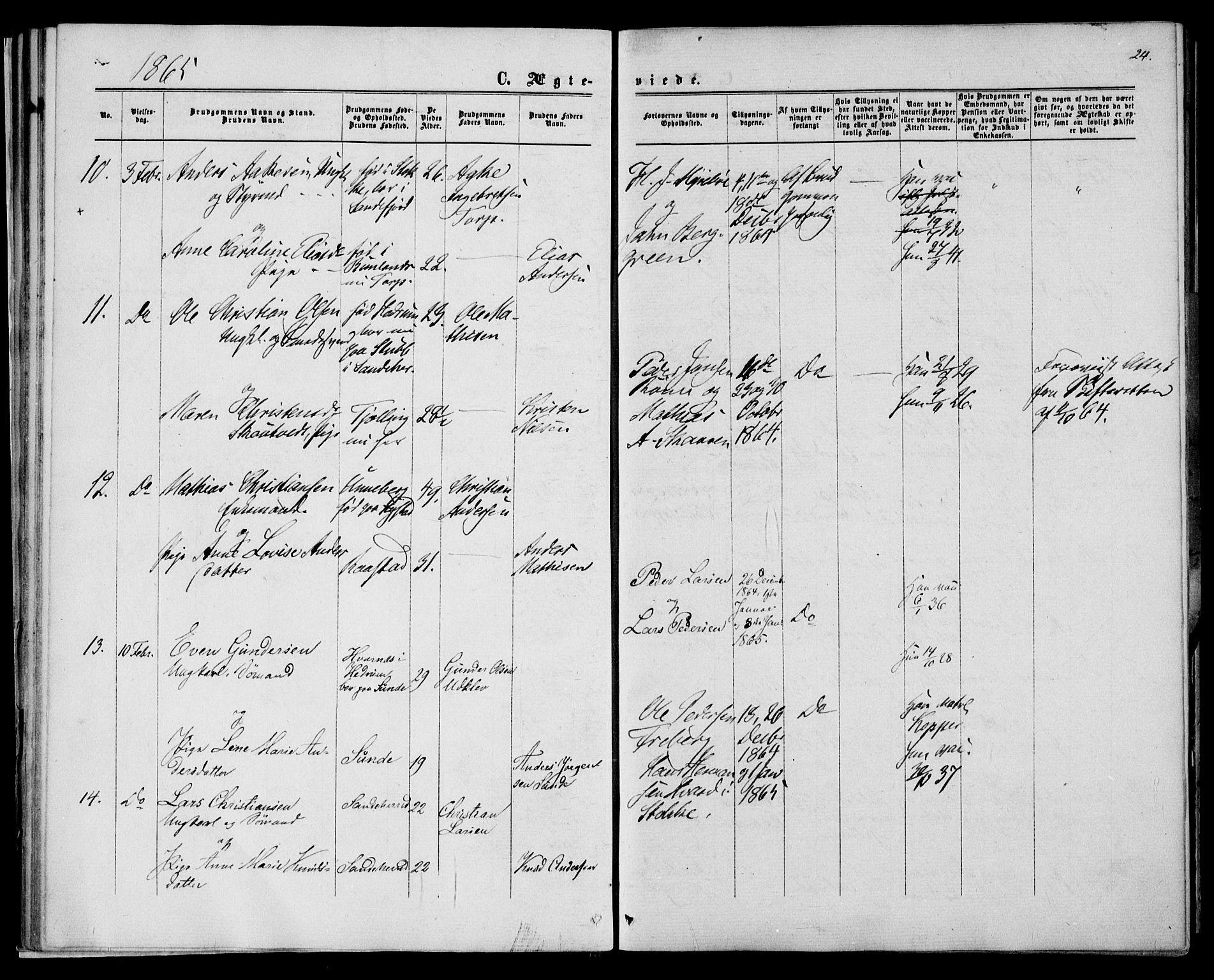Sandar kirkebøker, AV/SAKO-A-243/F/Fa/L0009: Ministerialbok nr. 9, 1862-1871, s. 25