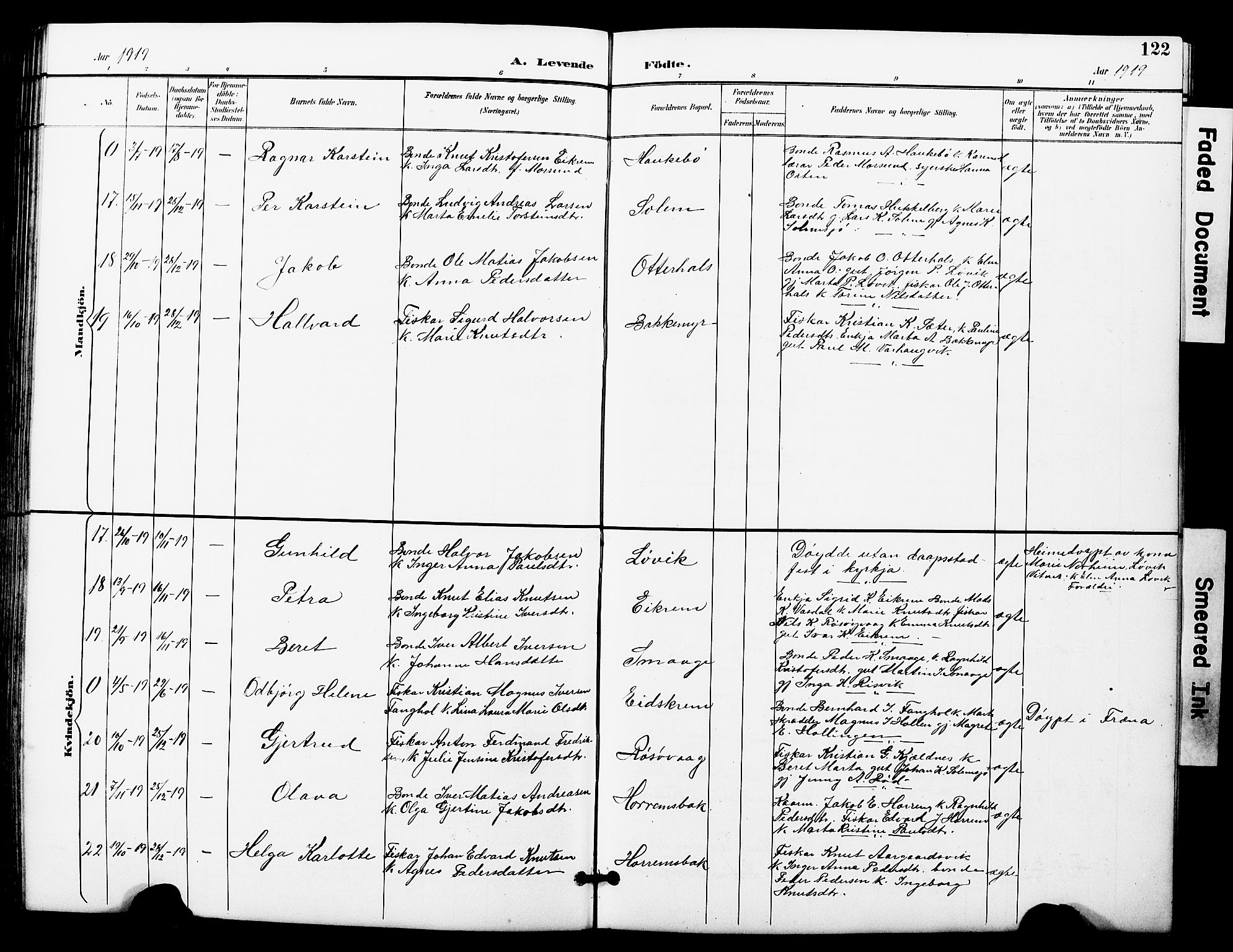 Ministerialprotokoller, klokkerbøker og fødselsregistre - Møre og Romsdal, SAT/A-1454/560/L0725: Klokkerbok nr. 560C02, 1895-1930, s. 122