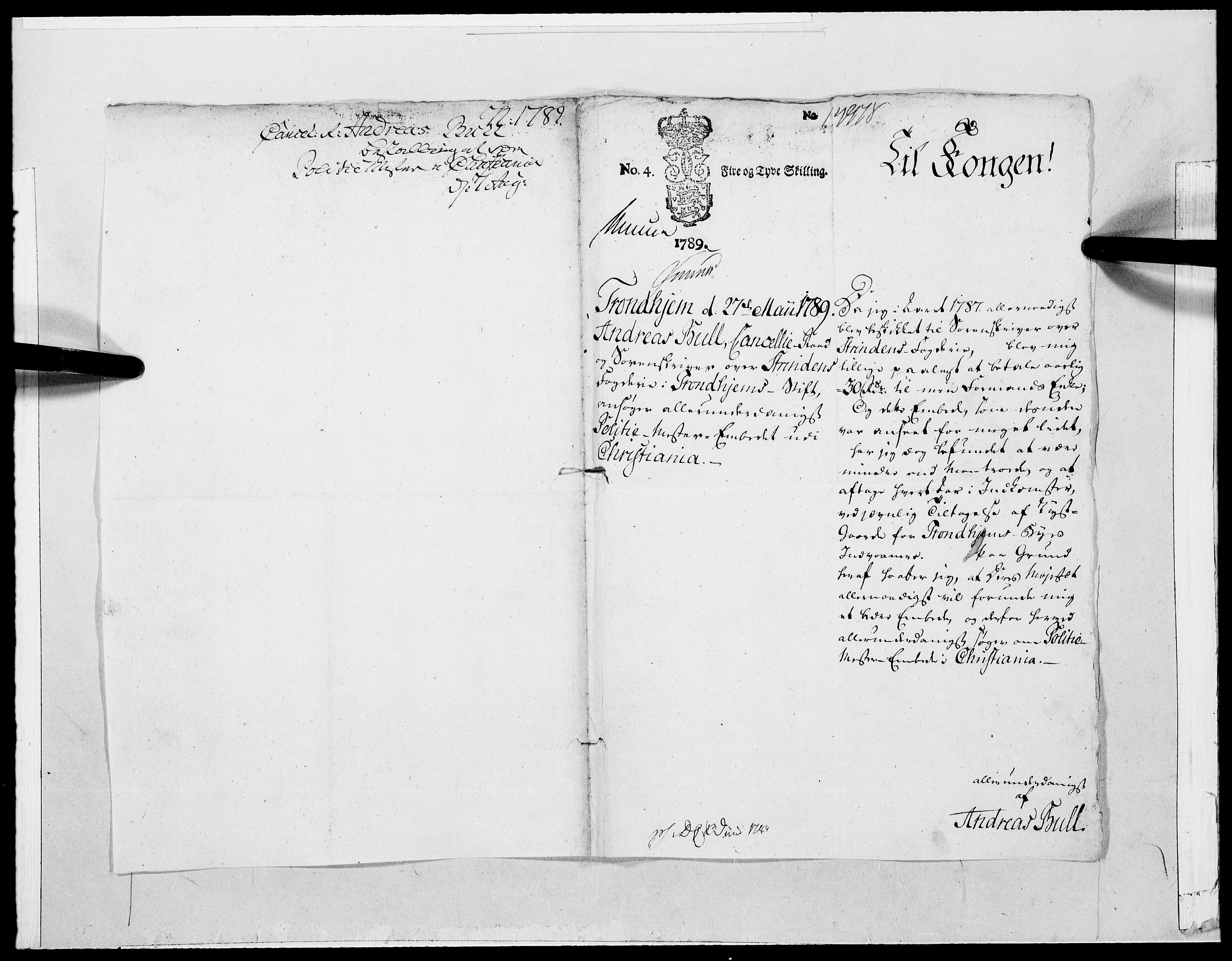 Danske Kanselli 1572-1799, RA/EA-3023/F/Fc/Fcc/Fcca/L0277: Norske innlegg 1572-1799., 1789, s. 264