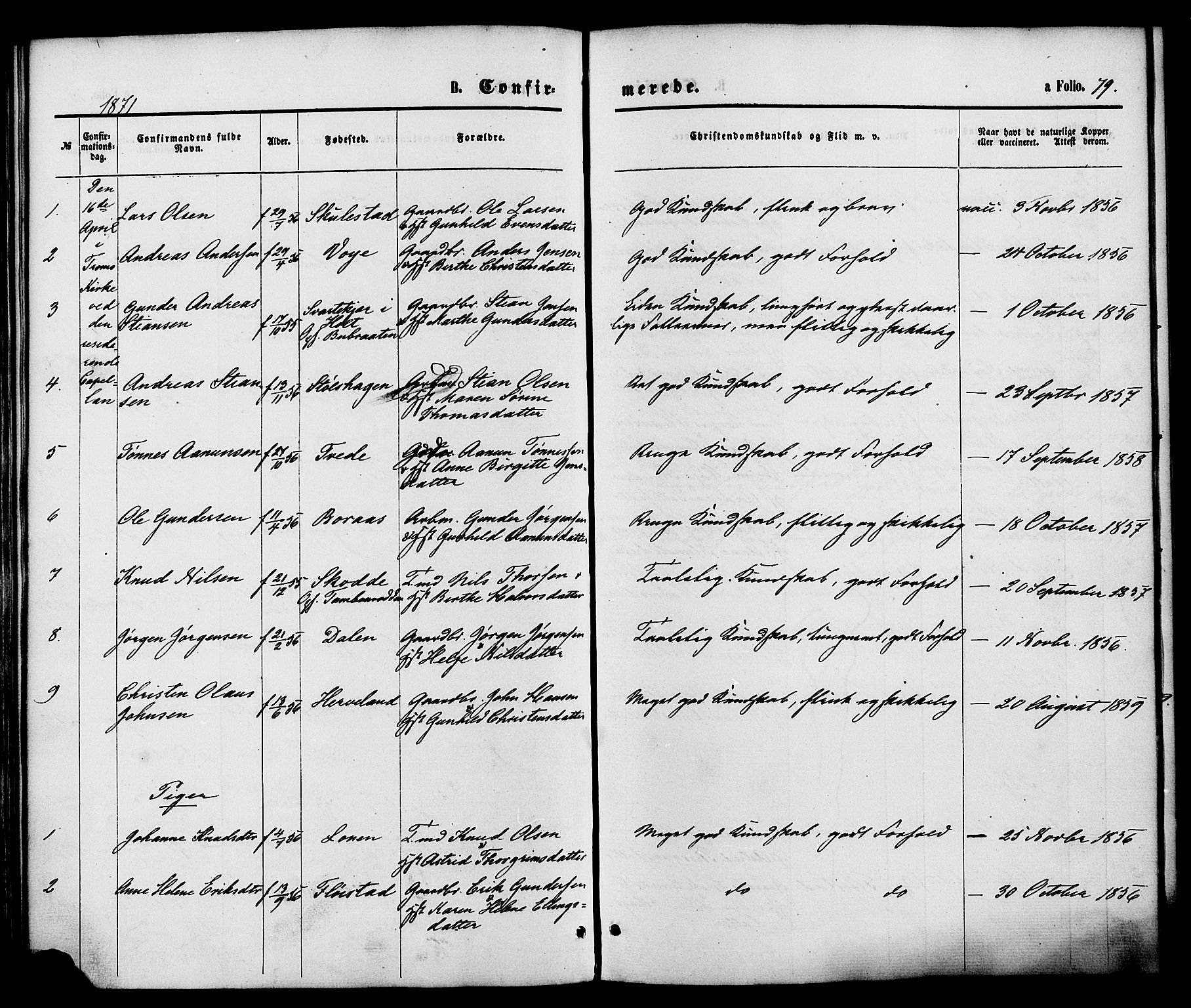 Austre Moland sokneprestkontor, SAK/1111-0001/F/Fa/Faa/L0009: Ministerialbok nr. A 9, 1869-1879, s. 79
