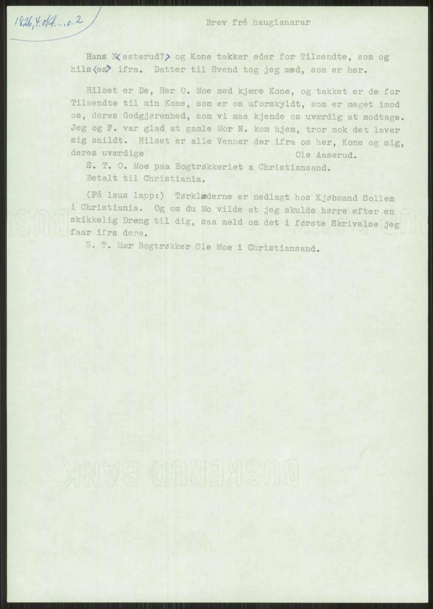 Samlinger til kildeutgivelse, Haugianerbrev, AV/RA-EA-6834/F/L0003: Haugianerbrev III: 1822-1826, 1822-1826