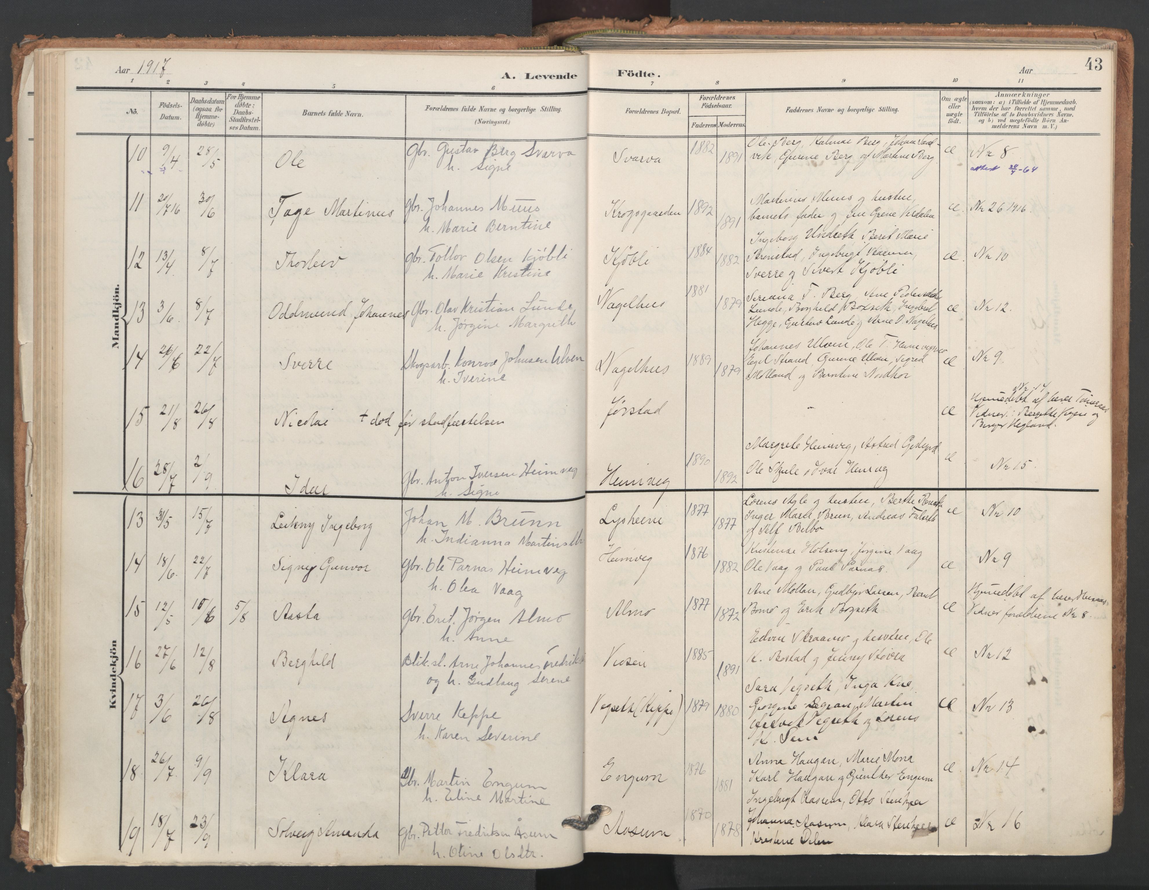 Ministerialprotokoller, klokkerbøker og fødselsregistre - Nord-Trøndelag, AV/SAT-A-1458/749/L0477: Ministerialbok nr. 749A11, 1902-1927, s. 43