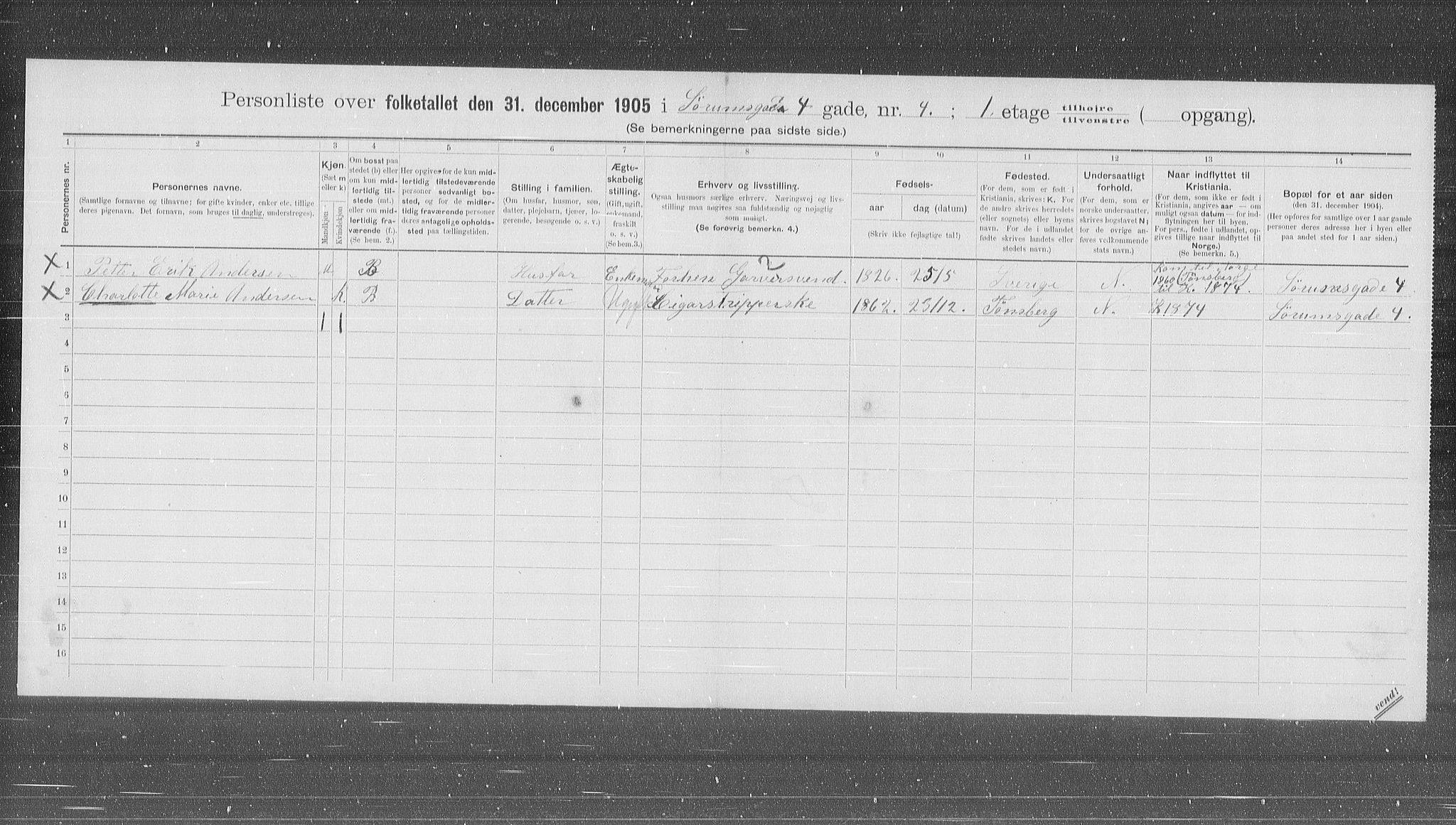 OBA, Kommunal folketelling 31.12.1905 for Kristiania kjøpstad, 1905, s. 55999
