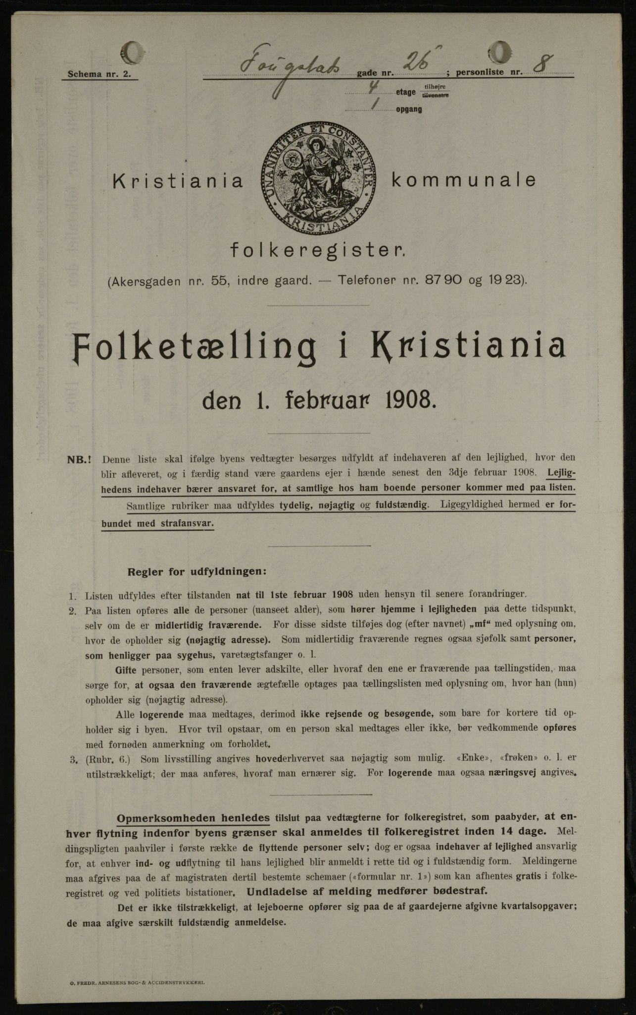 OBA, Kommunal folketelling 1.2.1908 for Kristiania kjøpstad, 1908, s. 22968