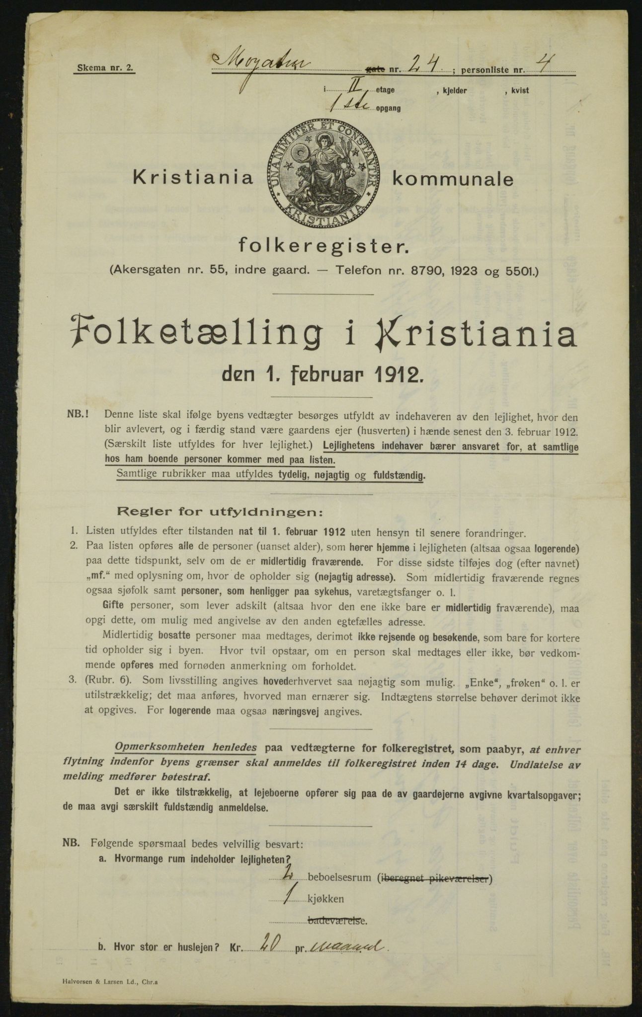 OBA, Kommunal folketelling 1.2.1912 for Kristiania, 1912, s. 66097