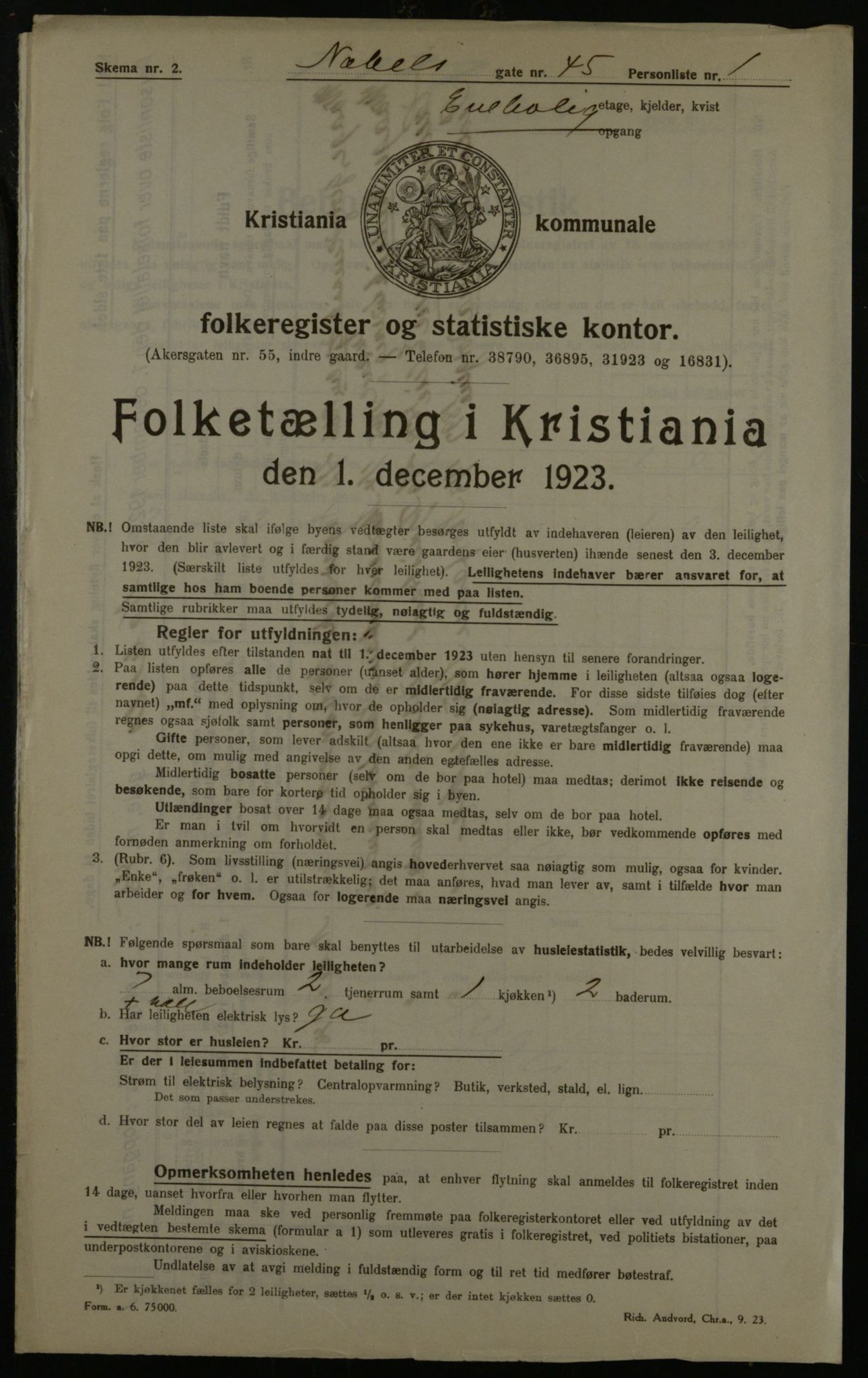 OBA, Kommunal folketelling 1.12.1923 for Kristiania, 1923, s. 78583