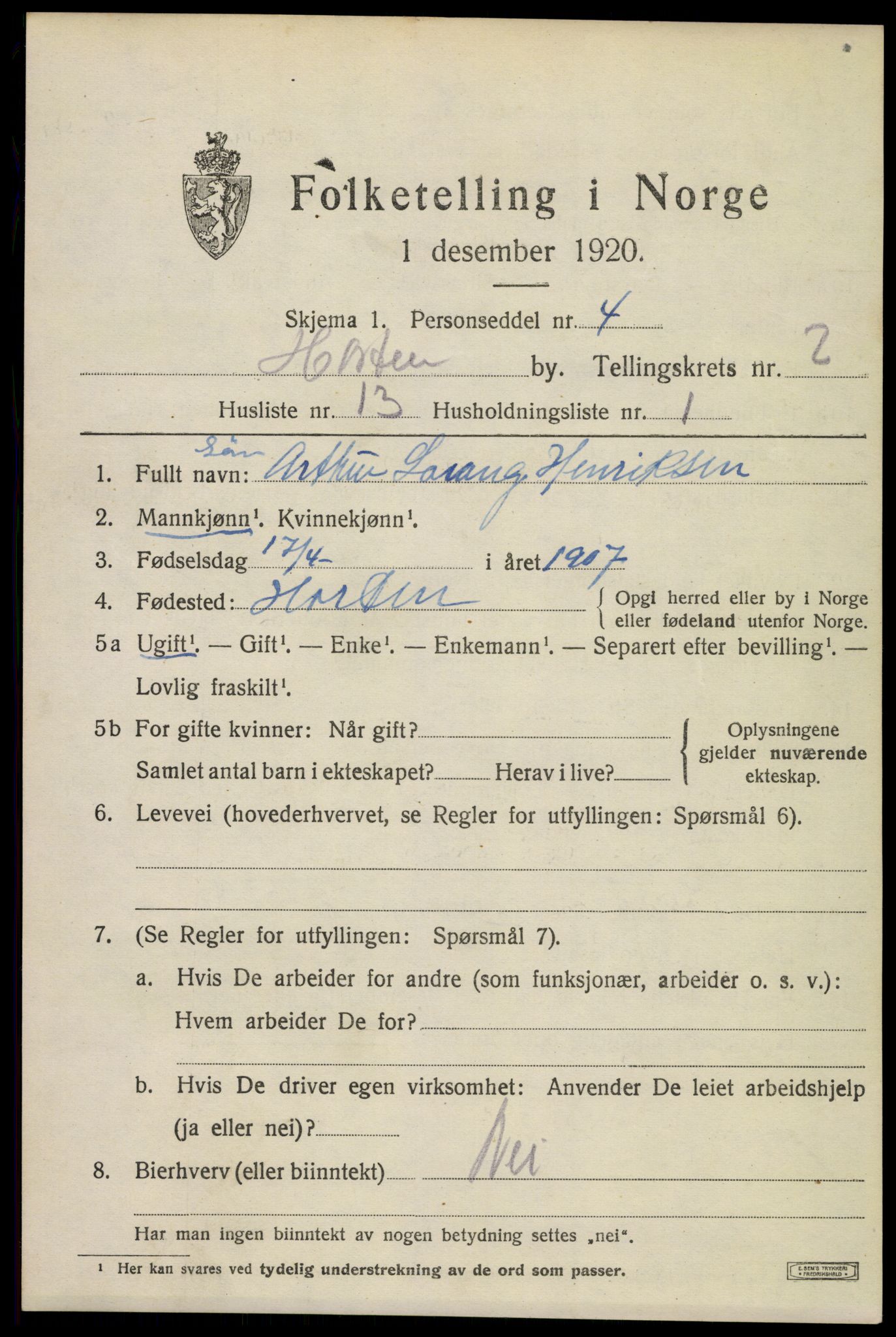 SAKO, Folketelling 1920 for 0703 Horten kjøpstad, 1920, s. 10363