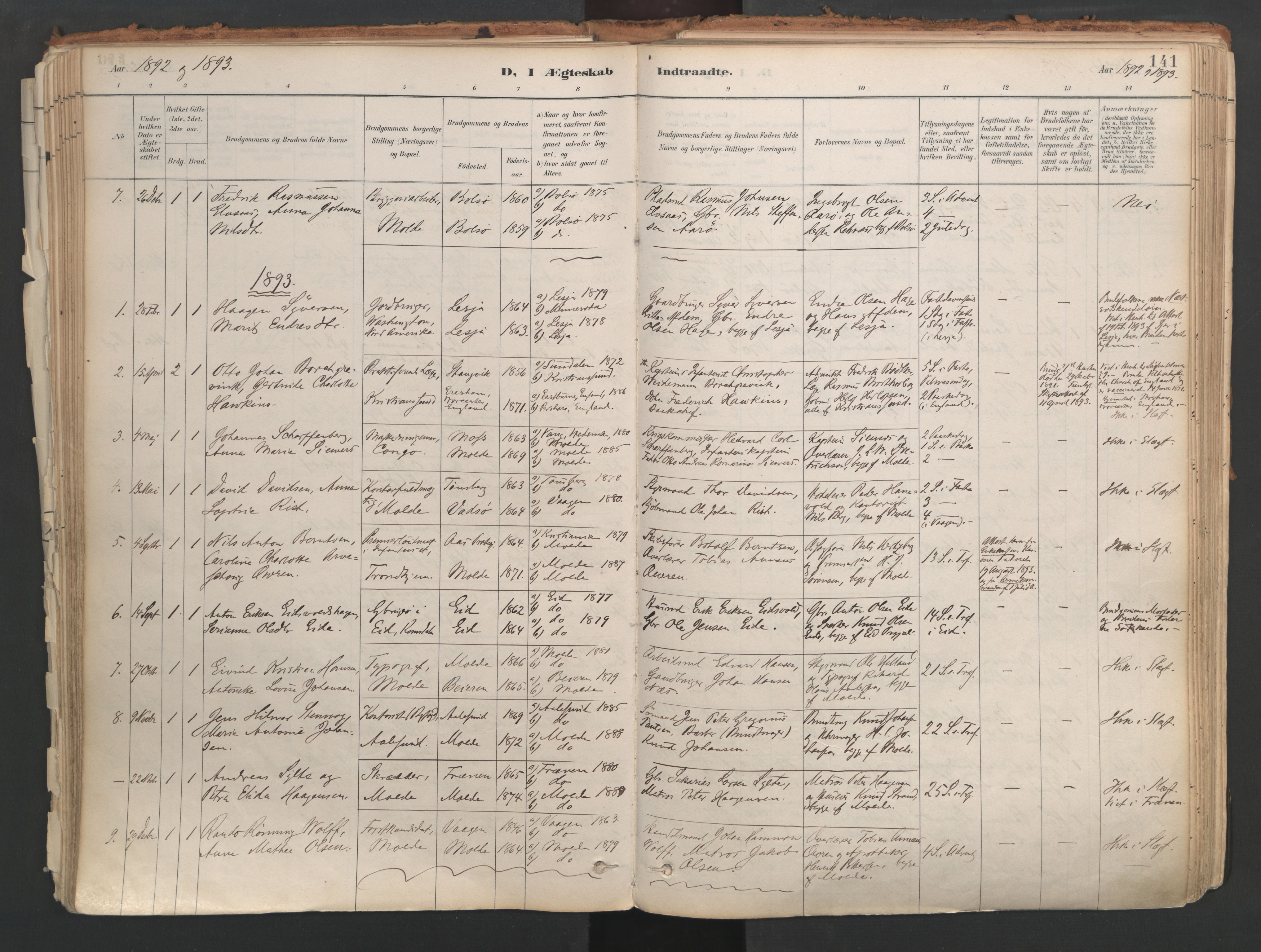 Ministerialprotokoller, klokkerbøker og fødselsregistre - Møre og Romsdal, SAT/A-1454/558/L0692: Ministerialbok nr. 558A06, 1887-1971, s. 141