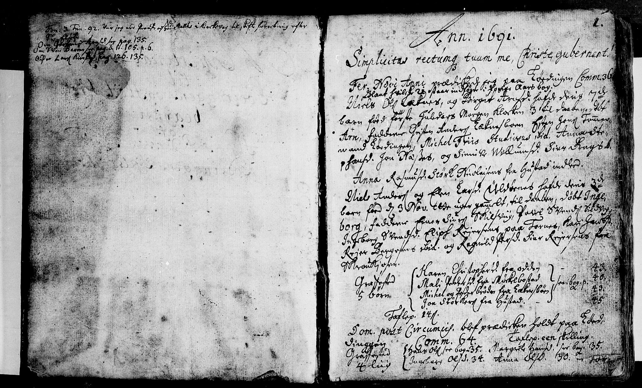 Ministerialprotokoller, klokkerbøker og fødselsregistre - Nordland, AV/SAT-A-1459/872/L1026: Ministerialbok nr. 872A01, 1691-1697, s. 0-1