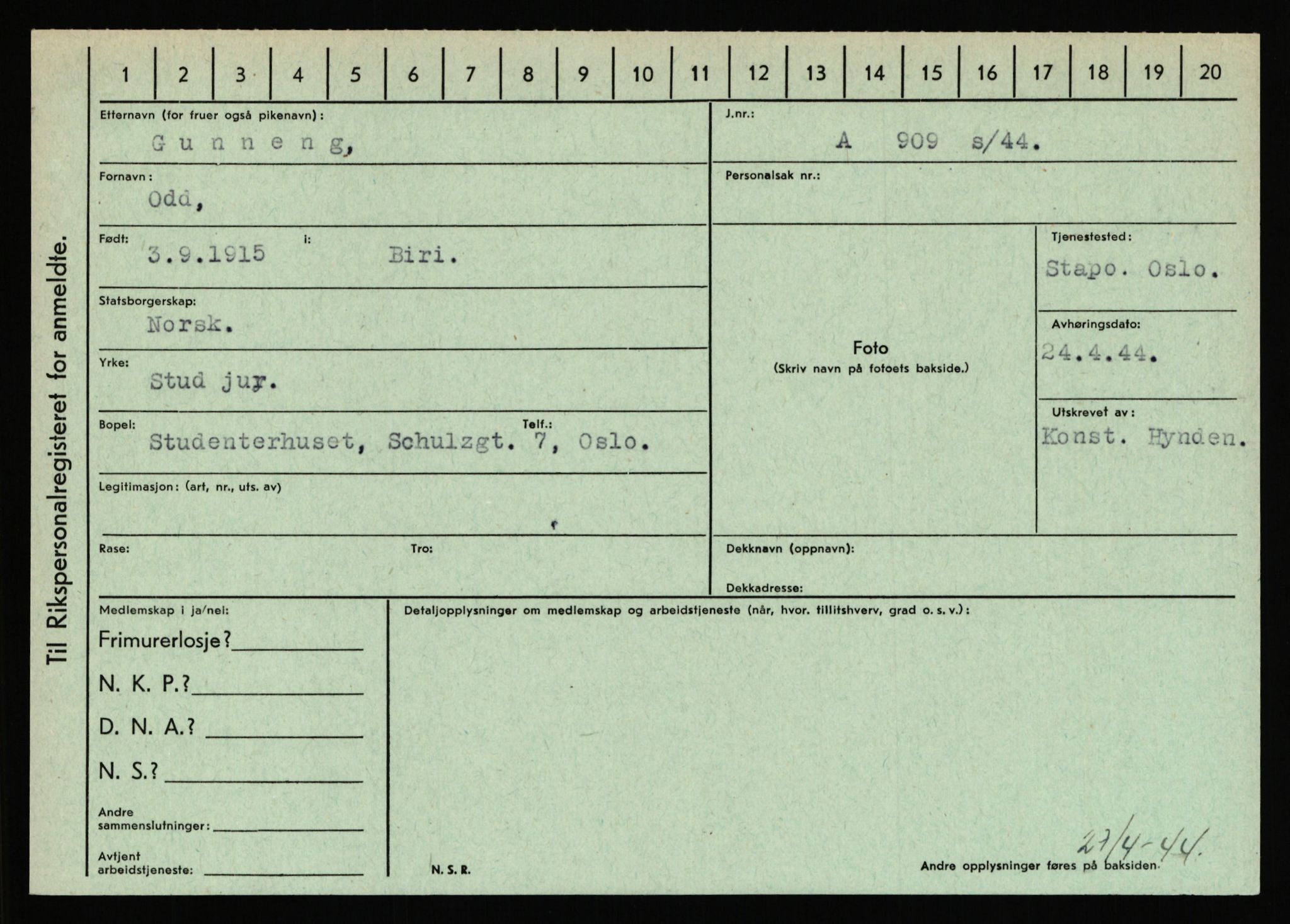 Statspolitiet - Hovedkontoret / Osloavdelingen, AV/RA-S-1329/C/Ca/L0005: Furali - Hamula, 1943-1945, s. 2865