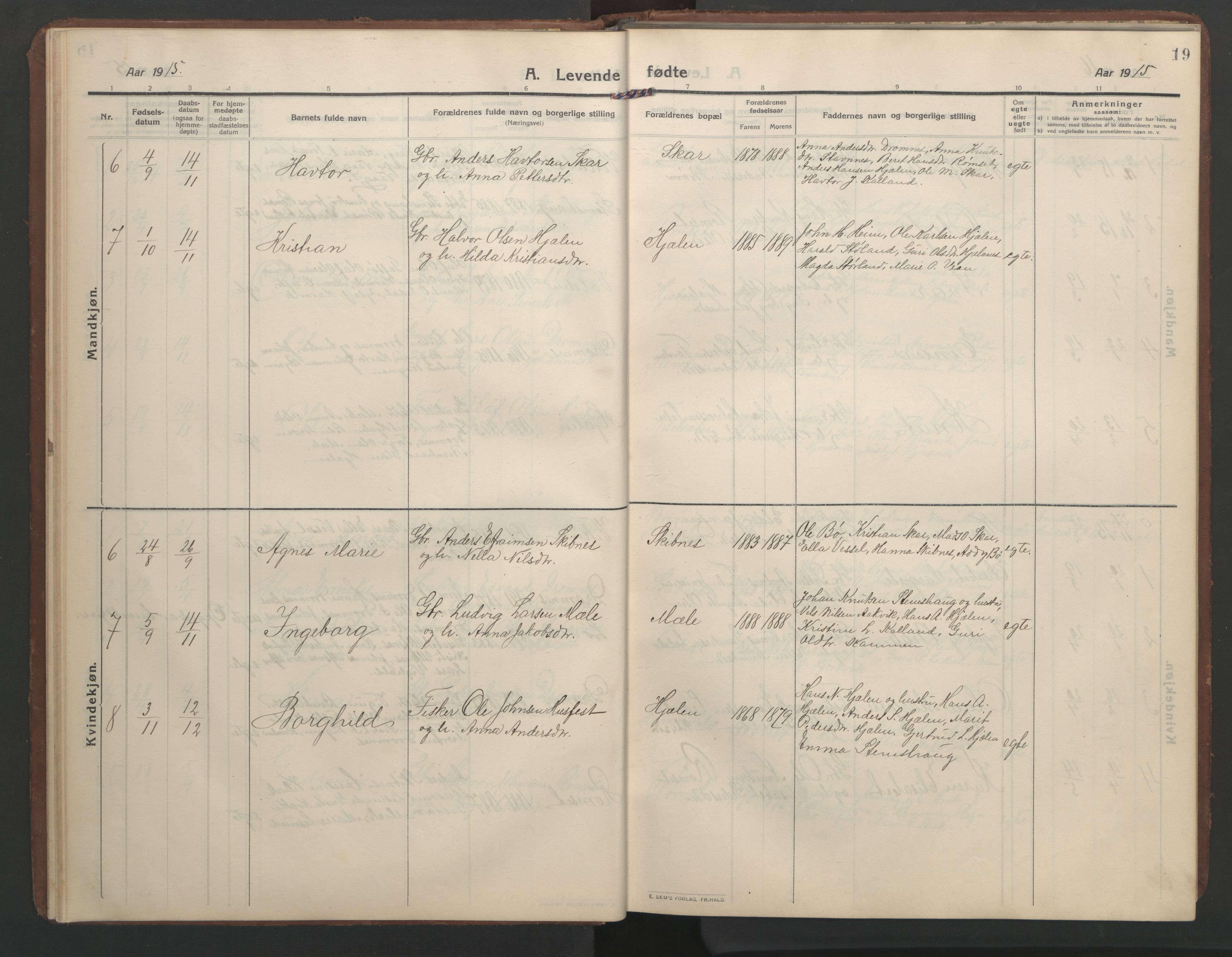 Ministerialprotokoller, klokkerbøker og fødselsregistre - Møre og Romsdal, AV/SAT-A-1454/579/L0919: Klokkerbok nr. 579C01, 1909-1957, s. 19