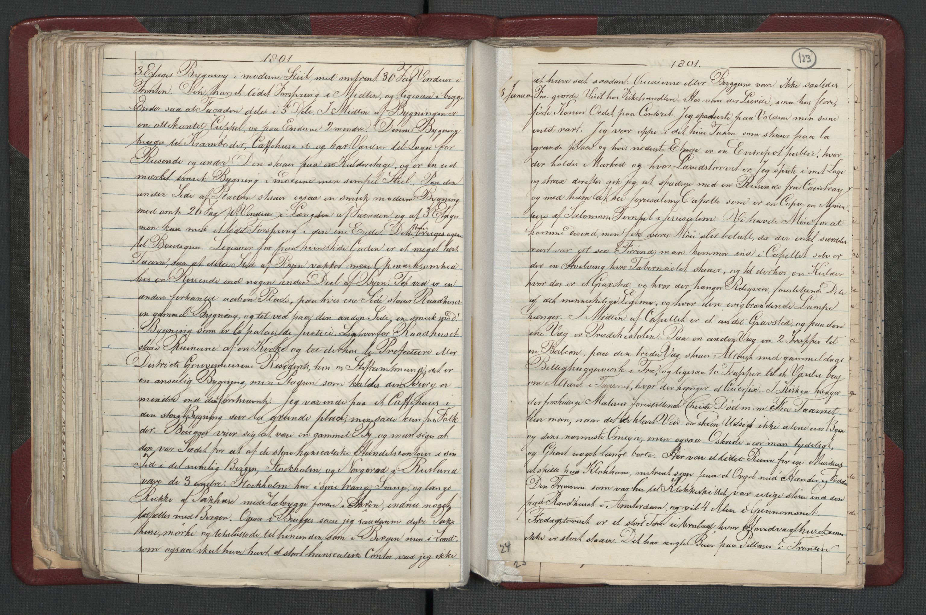 Meltzer, Fredrik, RA/PA-0028/F/L0001: Dagbok for årene 1796-1808, 1811, 1817, 1796-1817, s. 122b-123a