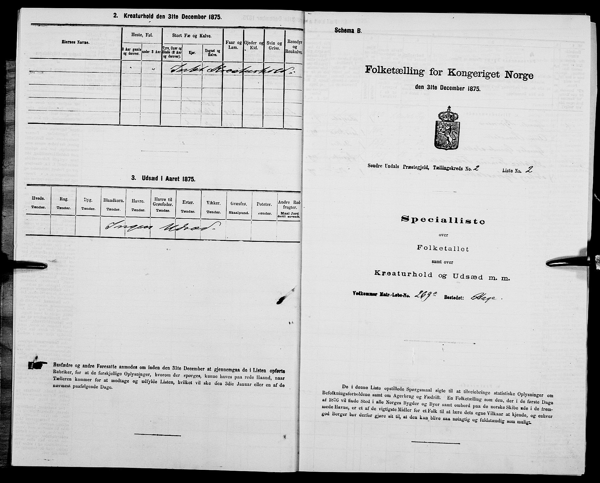 SAK, Folketelling 1875 for 1029P Sør-Audnedal prestegjeld, 1875, s. 203