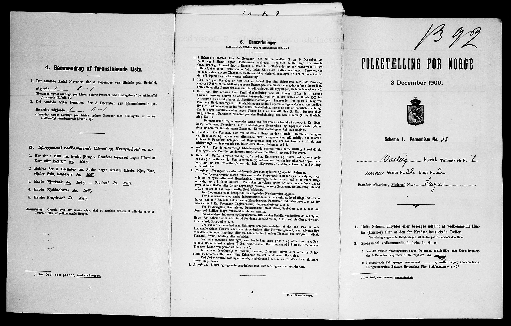 SAO, Folketelling 1900 for 0114 Varteig herred, 1900