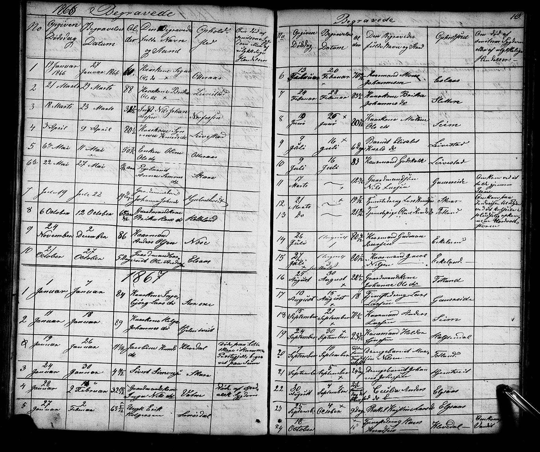 Alversund Sokneprestembete, AV/SAB-A-73901/H/Ha/Hab: Klokkerbok nr. D 2, 1851-1889, s. 115