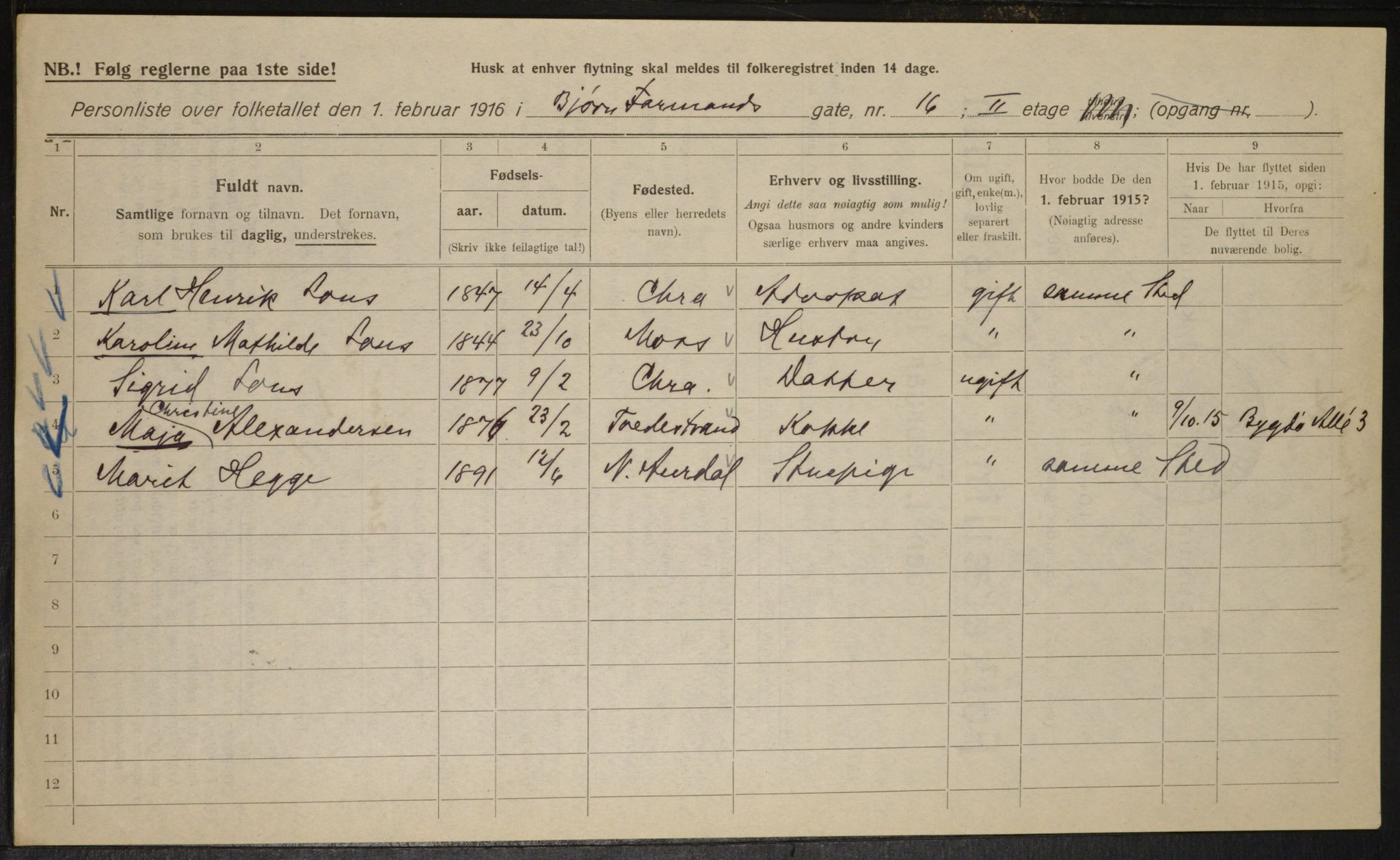 OBA, Kommunal folketelling 1.2.1916 for Kristiania, 1916, s. 6788