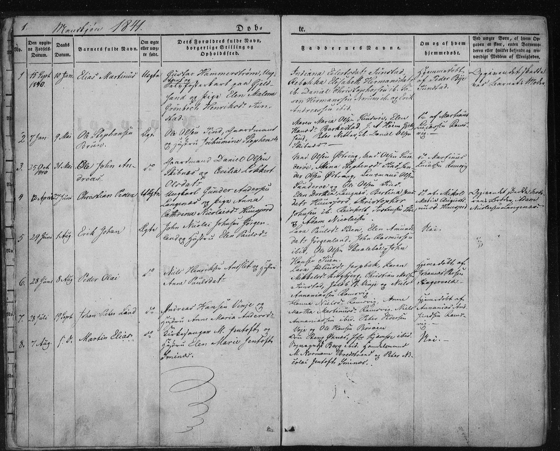 Ministerialprotokoller, klokkerbøker og fødselsregistre - Nordland, AV/SAT-A-1459/893/L1332: Ministerialbok nr. 893A05, 1841-1858, s. 1