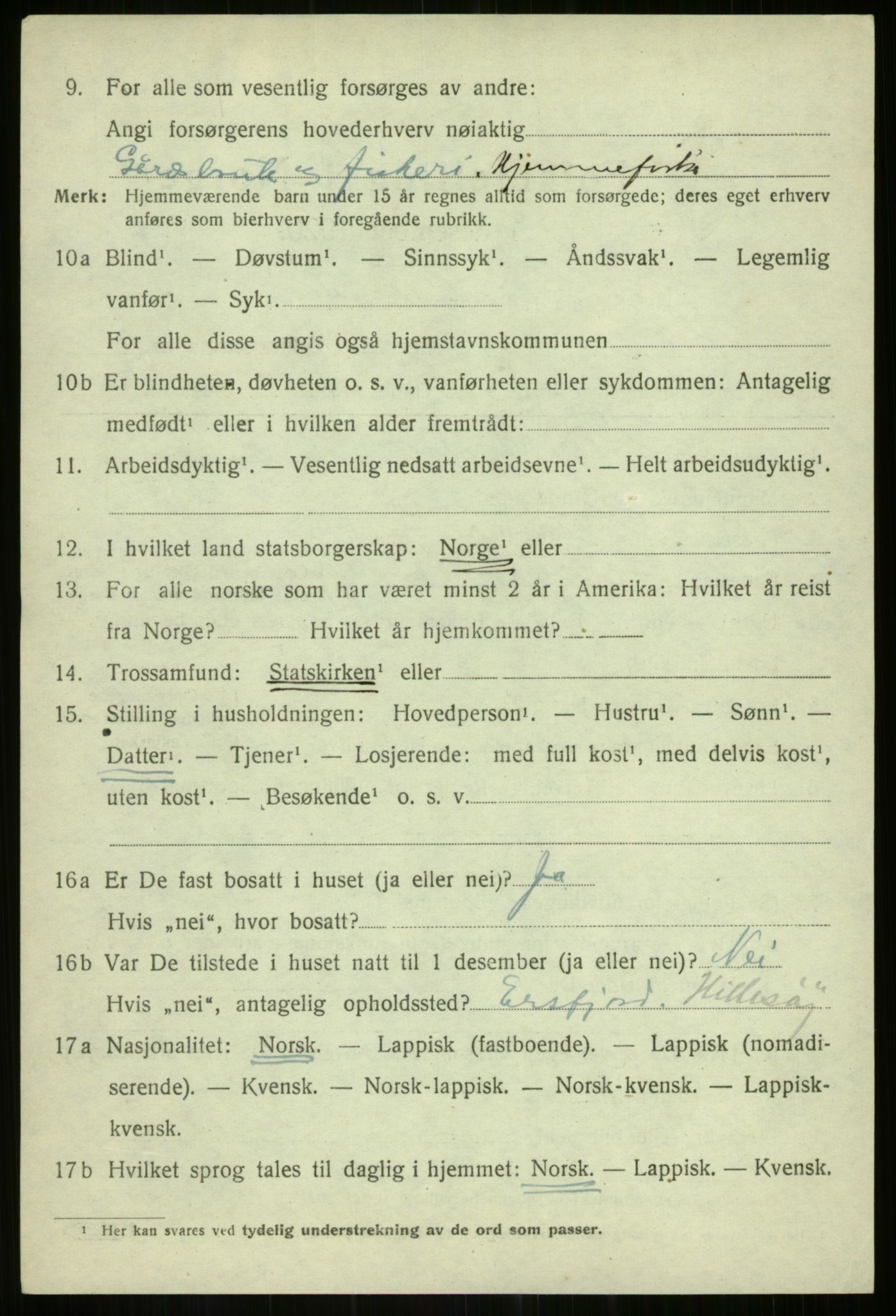 SATØ, Folketelling 1920 for 1930 Hillesøy herred, 1920, s. 2582