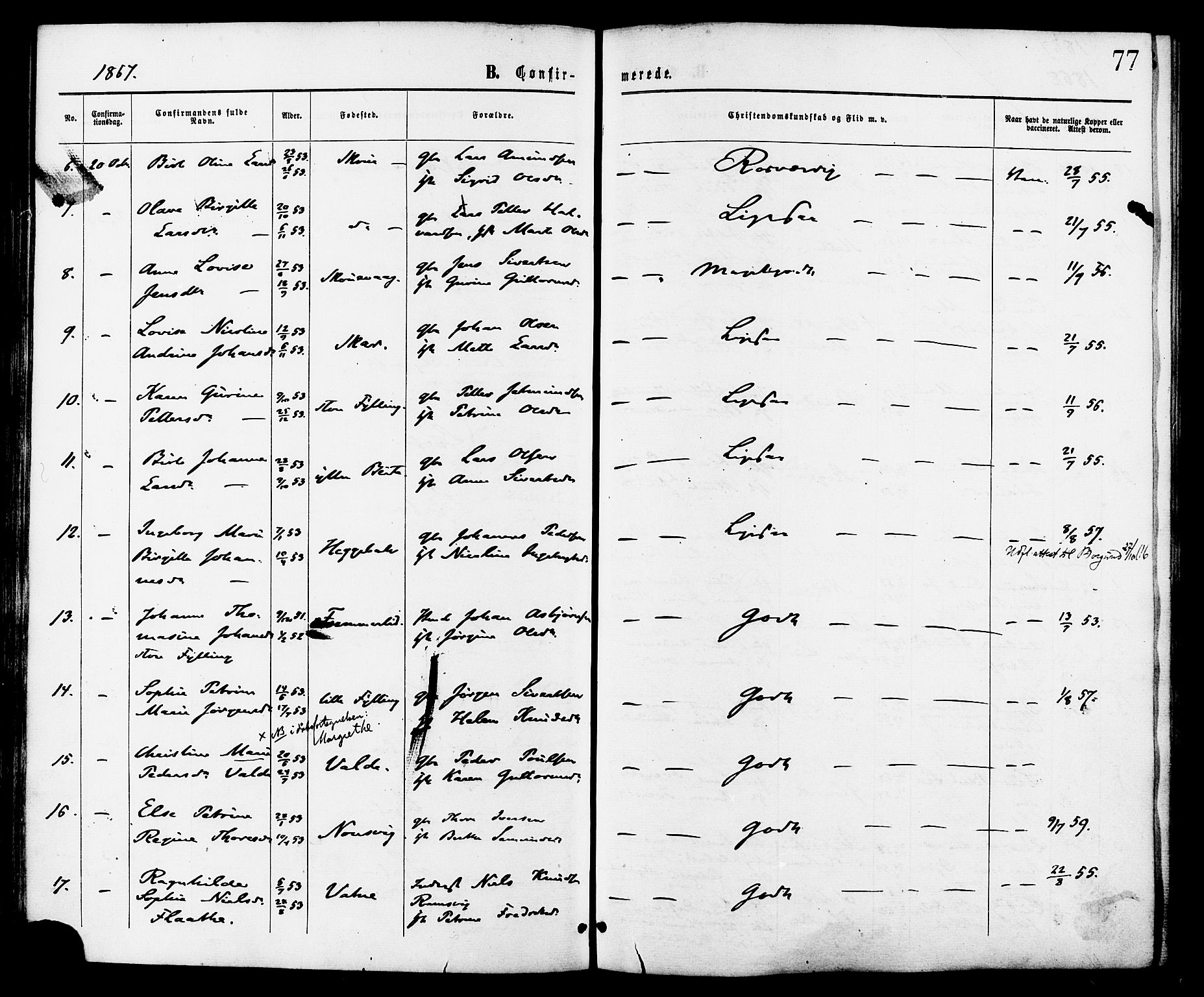 Ministerialprotokoller, klokkerbøker og fødselsregistre - Møre og Romsdal, AV/SAT-A-1454/524/L0355: Ministerialbok nr. 524A07, 1864-1879, s. 77