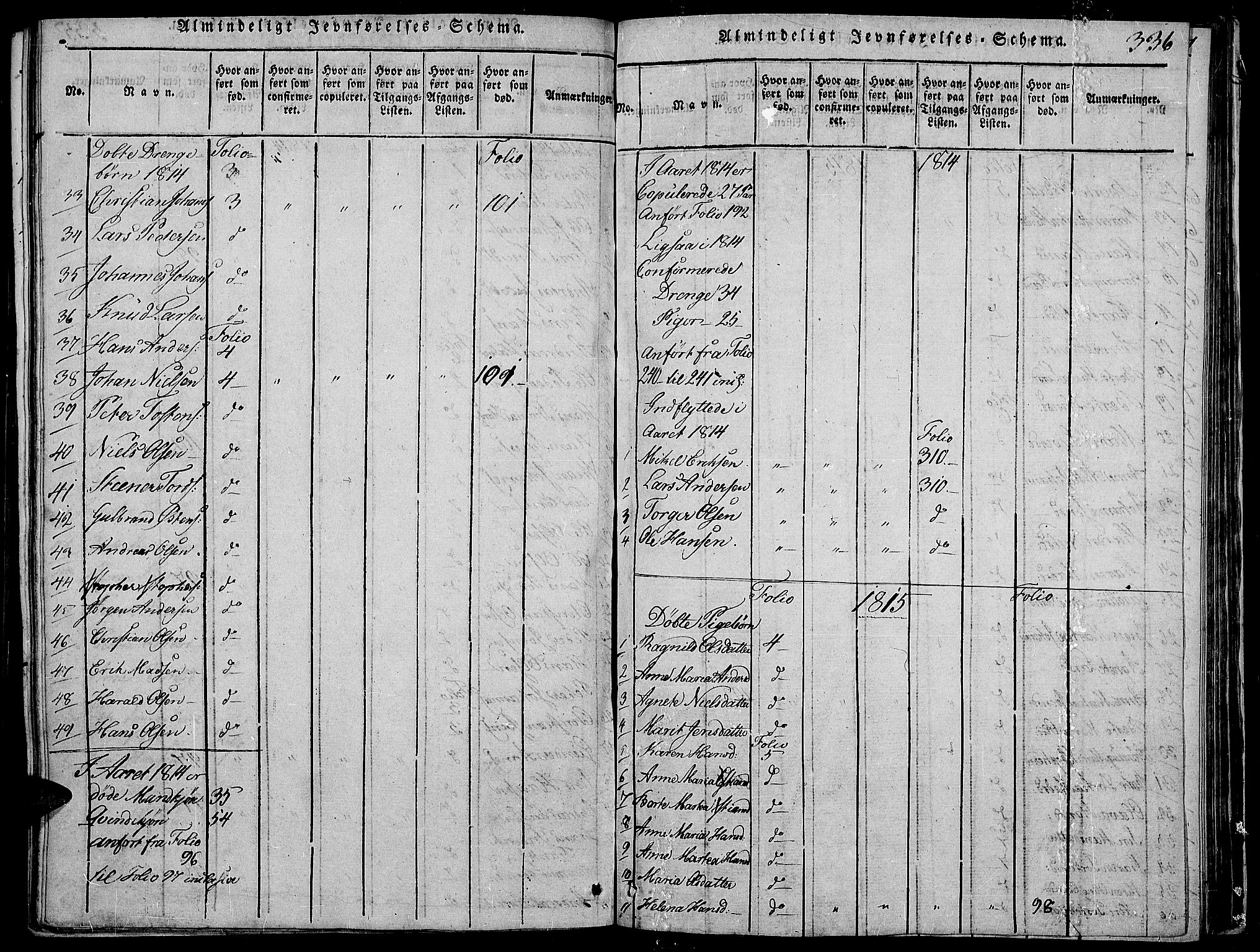 Land prestekontor, SAH/PREST-120/H/Ha/Haa/L0007: Ministerialbok nr. 7, 1814-1830, s. 336