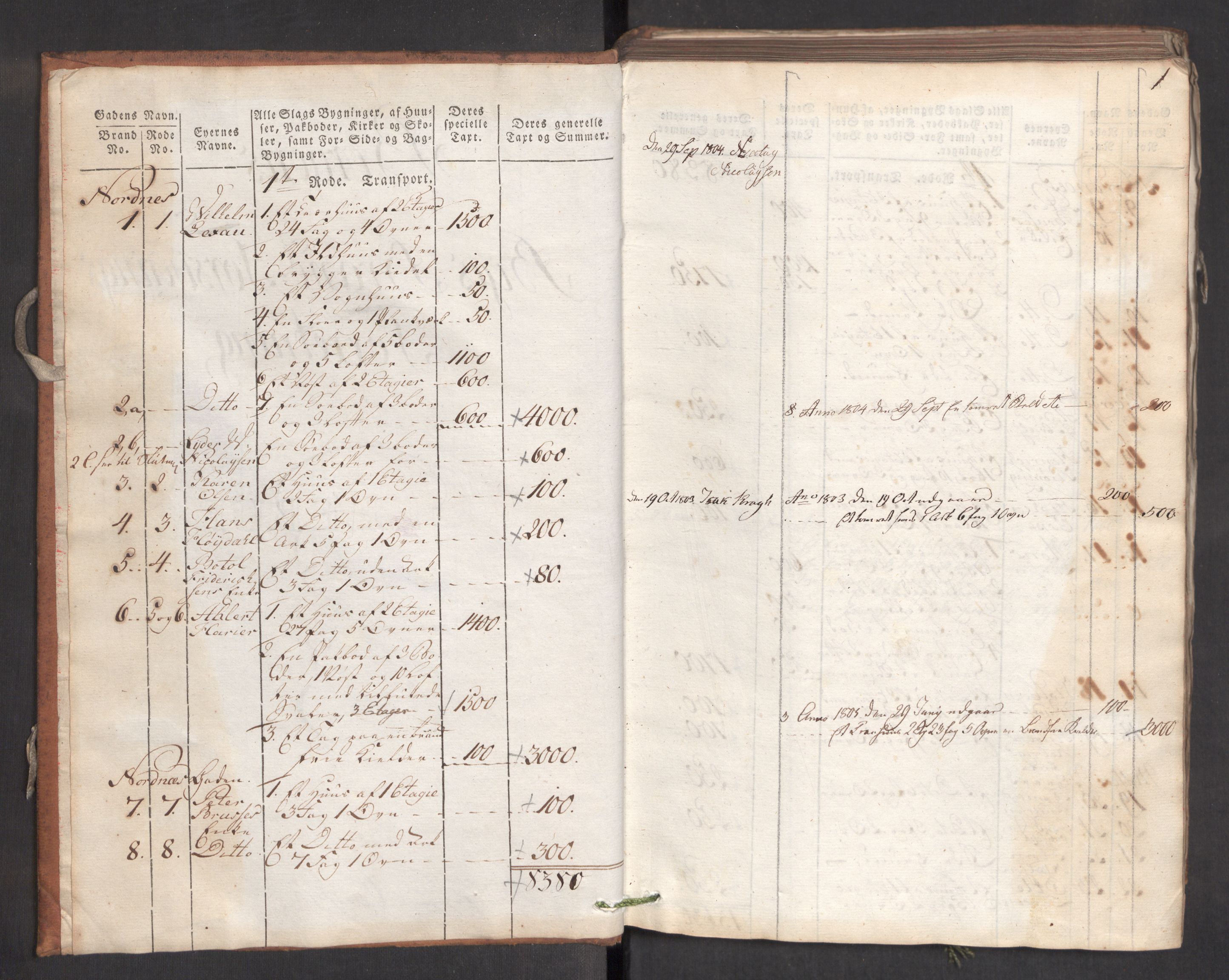 Kommersekollegiet, Brannforsikringskontoret 1767-1814, RA/EA-5458/F/Fa/L0006/0001: Bergen / Branntakstprotokoll, 1797, s. 1