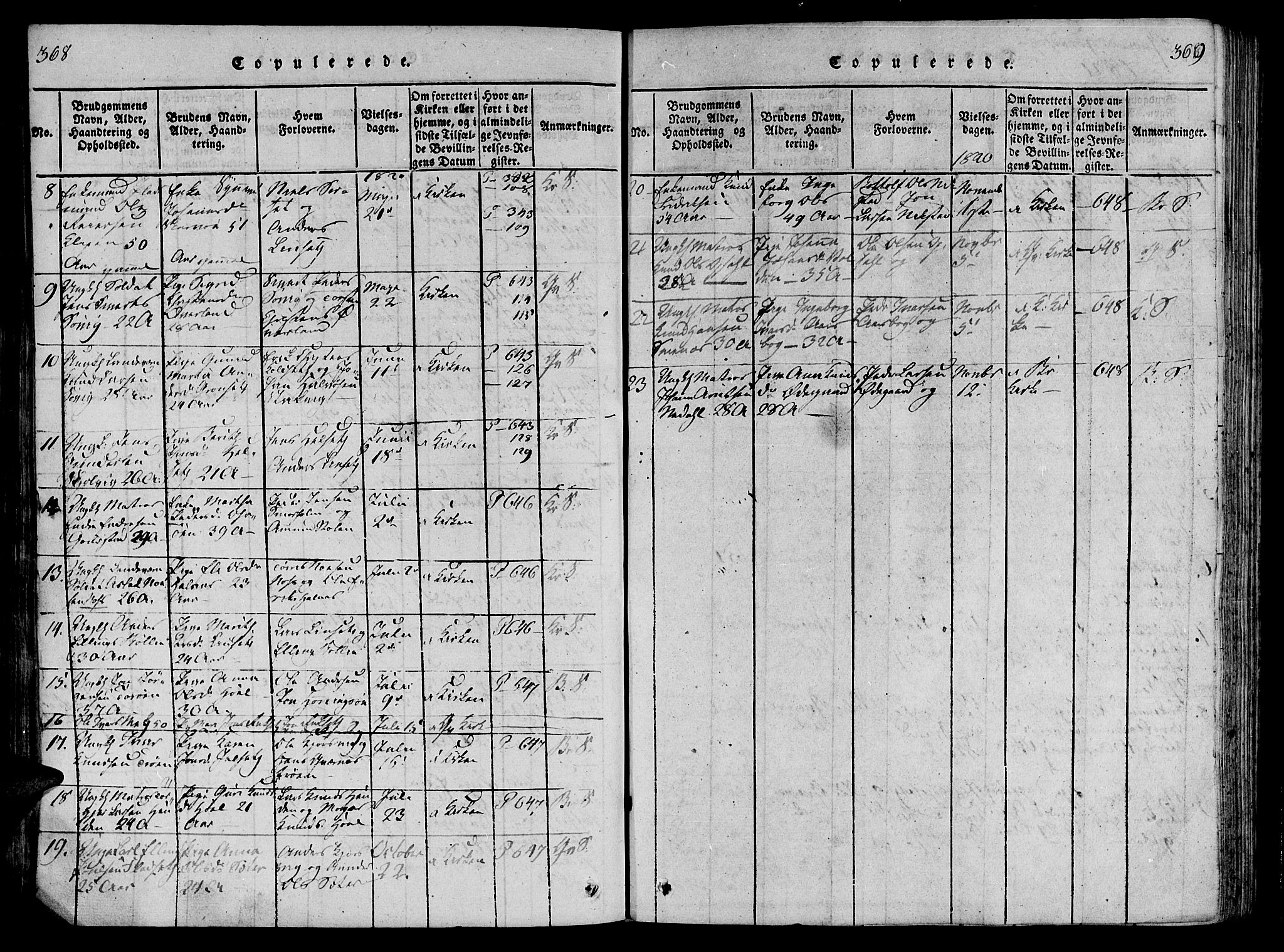 Ministerialprotokoller, klokkerbøker og fødselsregistre - Møre og Romsdal, AV/SAT-A-1454/568/L0800: Ministerialbok nr. 568A09 /1, 1819-1830, s. 368-369