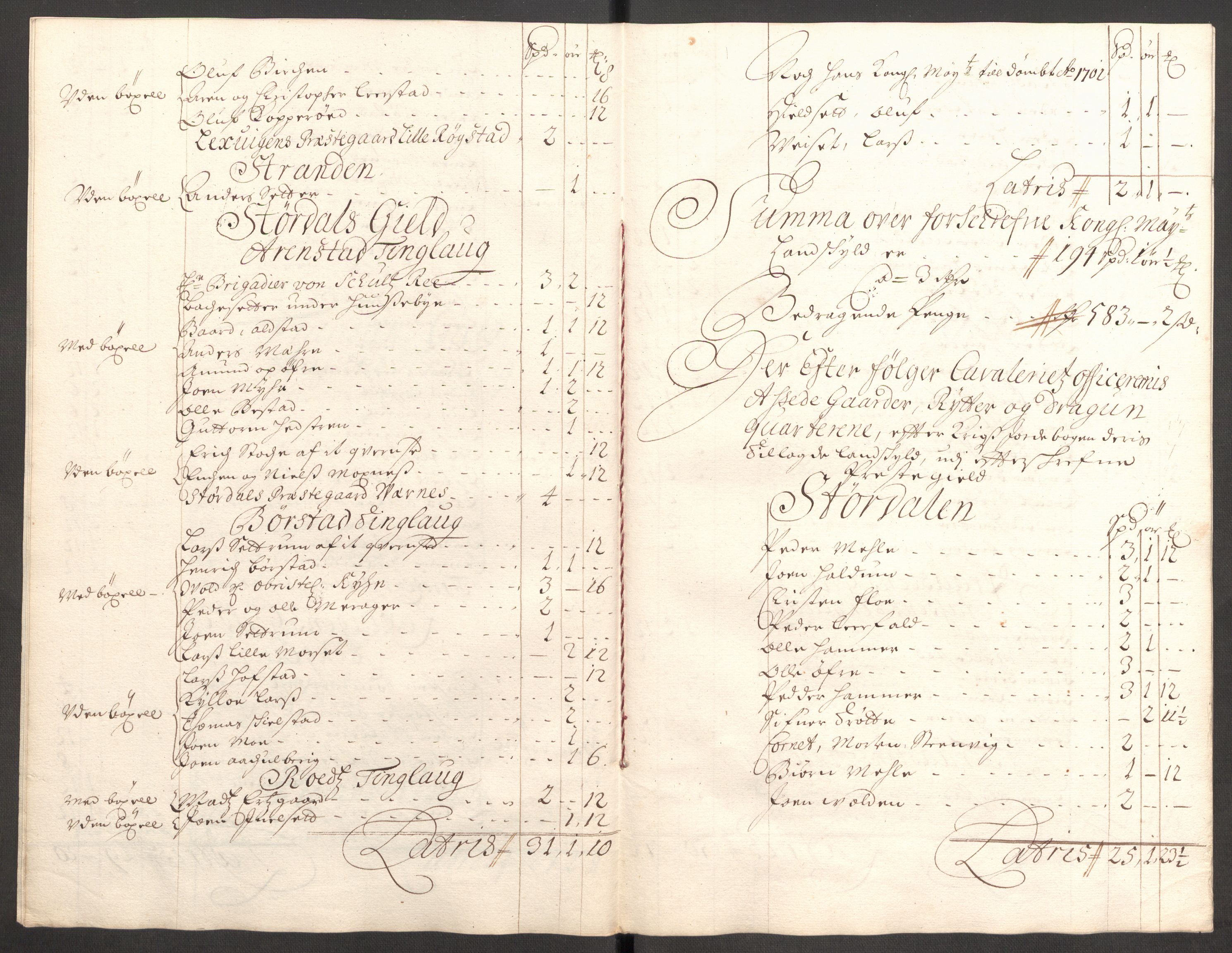 Rentekammeret inntil 1814, Reviderte regnskaper, Fogderegnskap, RA/EA-4092/R62/L4193: Fogderegnskap Stjørdal og Verdal, 1701-1702, s. 345