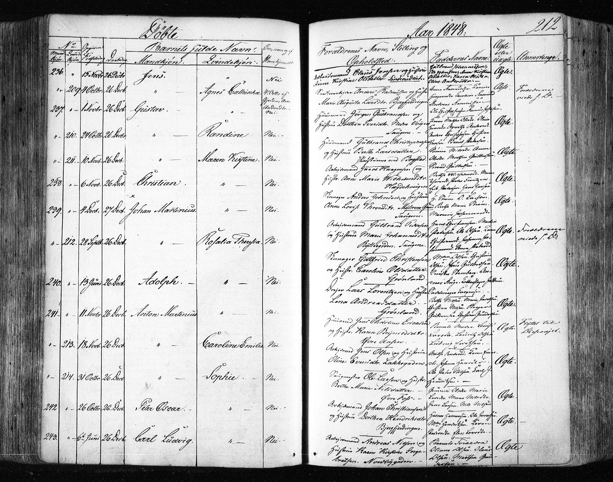 Aker prestekontor kirkebøker, AV/SAO-A-10861/F/L0019: Ministerialbok nr. 19, 1842-1852, s. 212