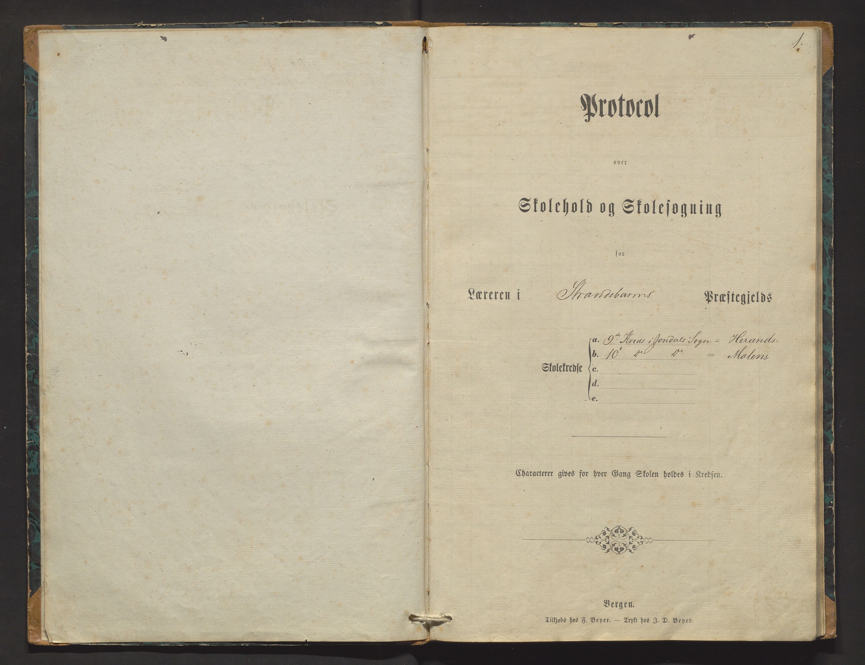 Jondal kommune. Barneskulane, IKAH/1227-231/F/Fd/L0002: Skuleprotokoll for Herand og Mælen krinsar, 1868-1883