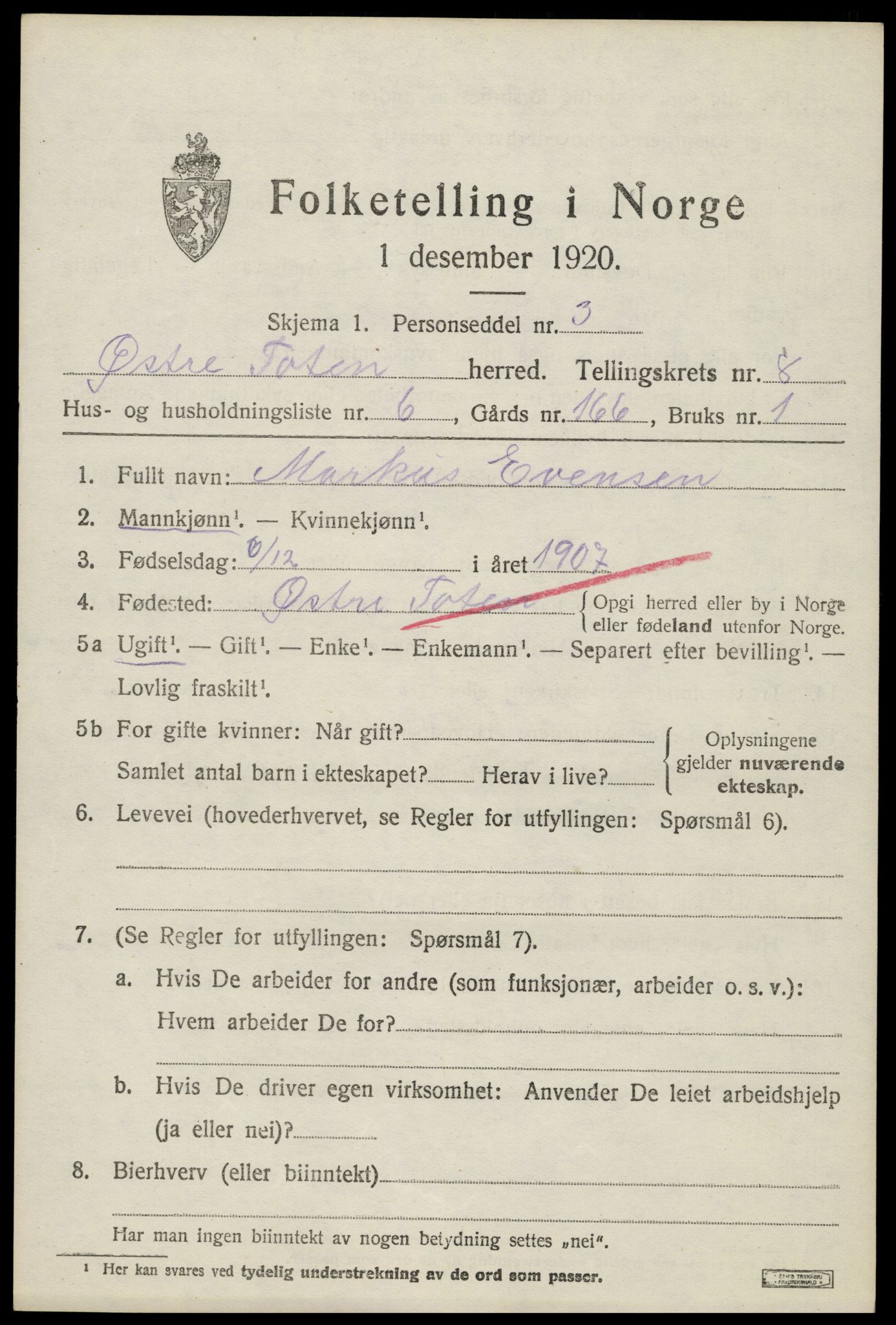 SAH, Folketelling 1920 for 0528 Østre Toten herred, 1920, s. 15956