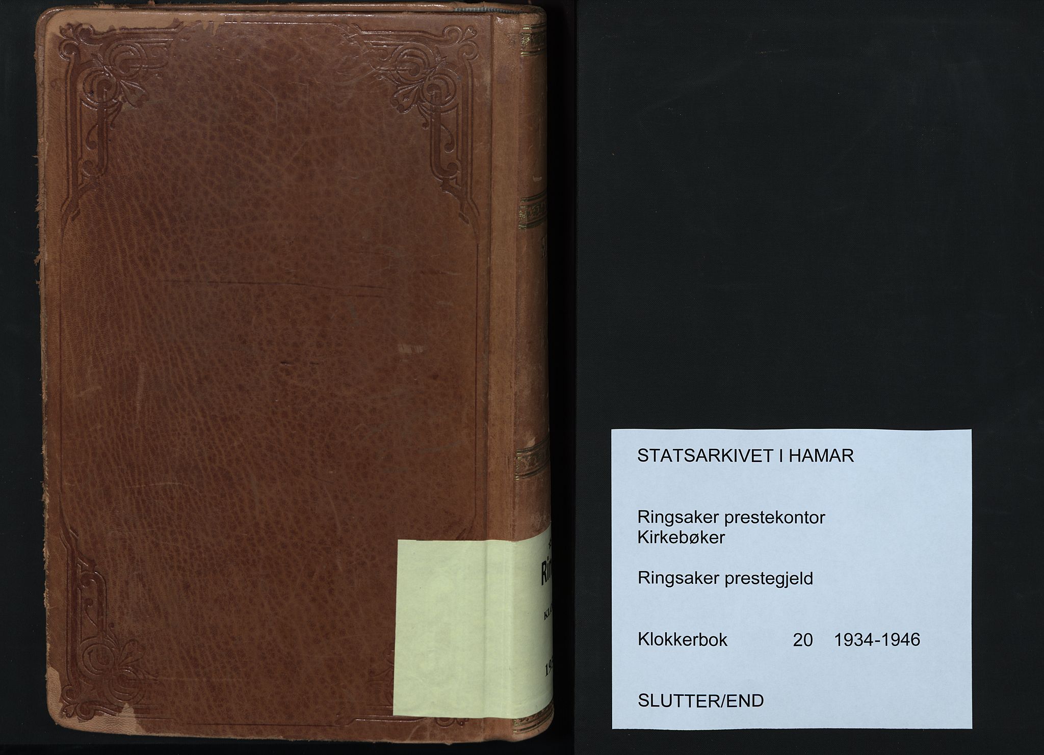 Ringsaker prestekontor, AV/SAH-PREST-014/L/La/L0020: Klokkerbok nr. 20, 1934-1946